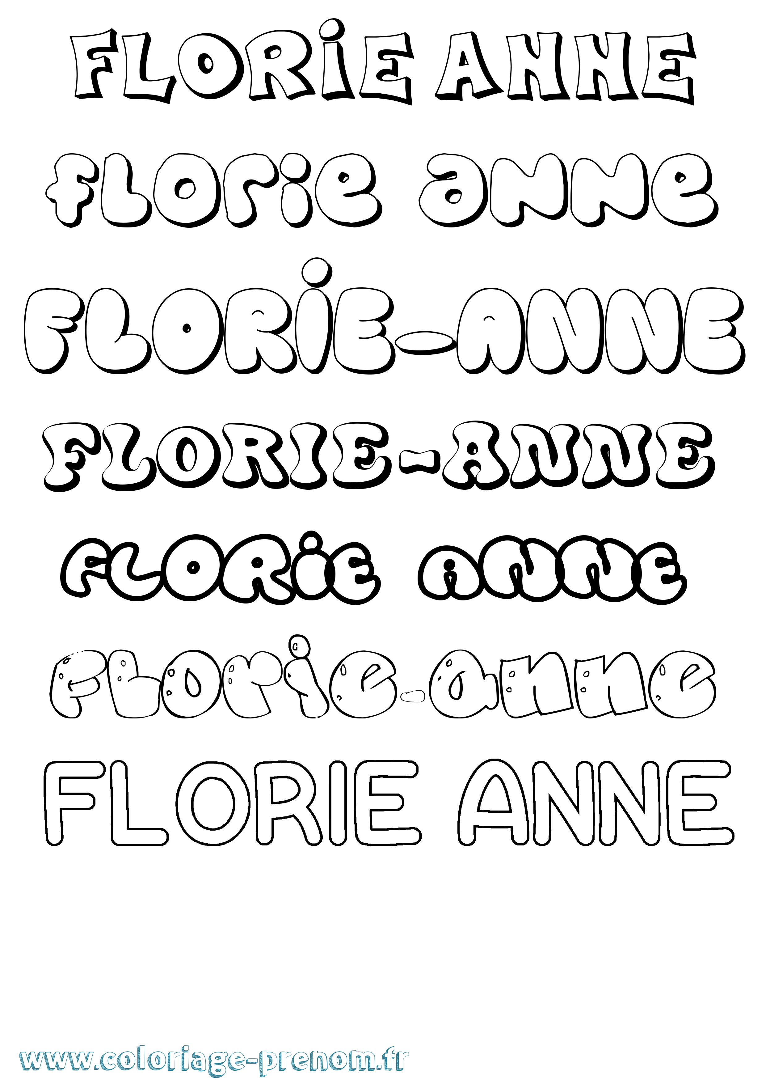 Coloriage Florie-Anne Bubble Coloriage prénom Florie-Anne Bubble