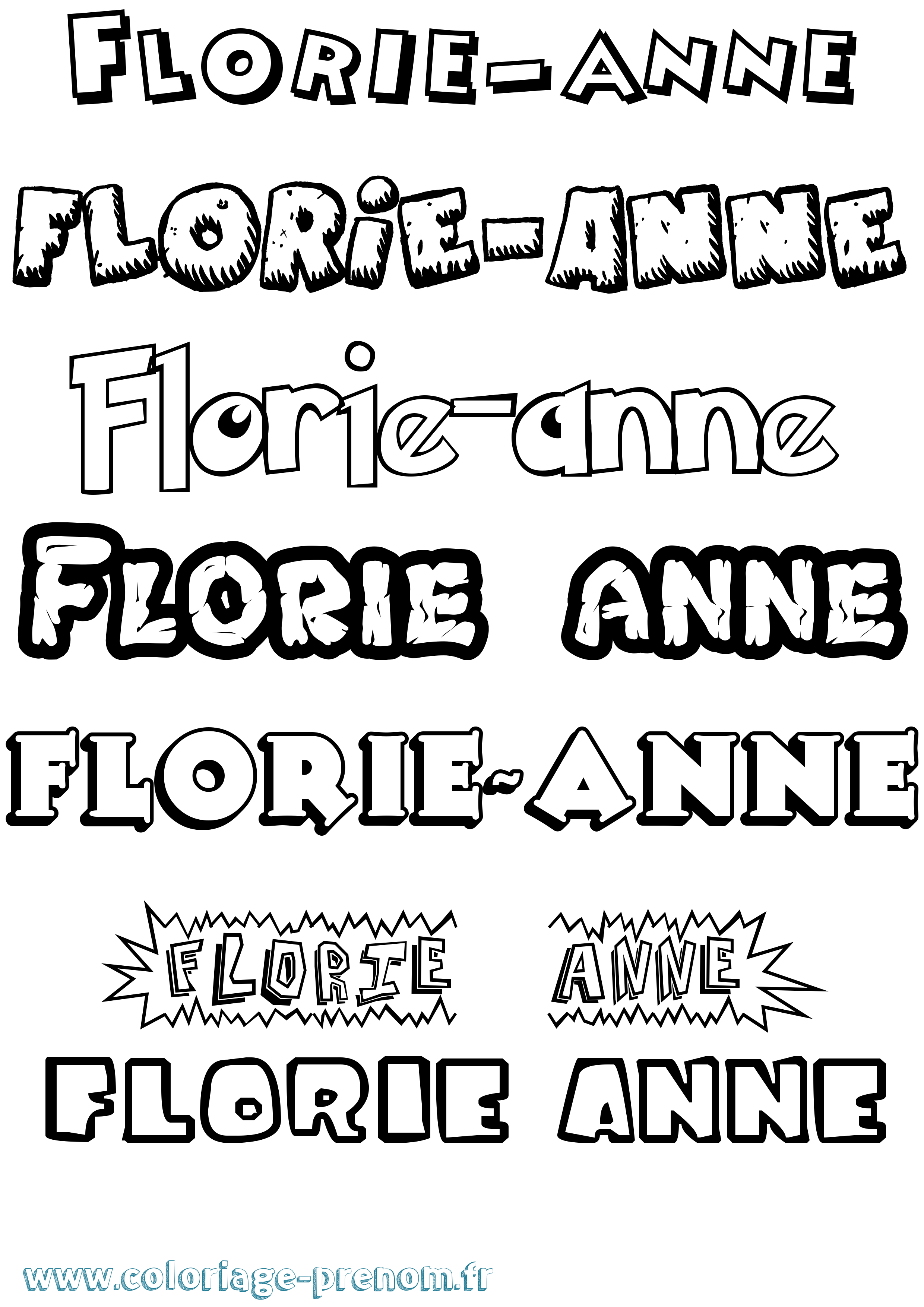 Coloriage Florie-Anne Dessin Animé Coloriage prénom Florie-Anne Dessin Animé