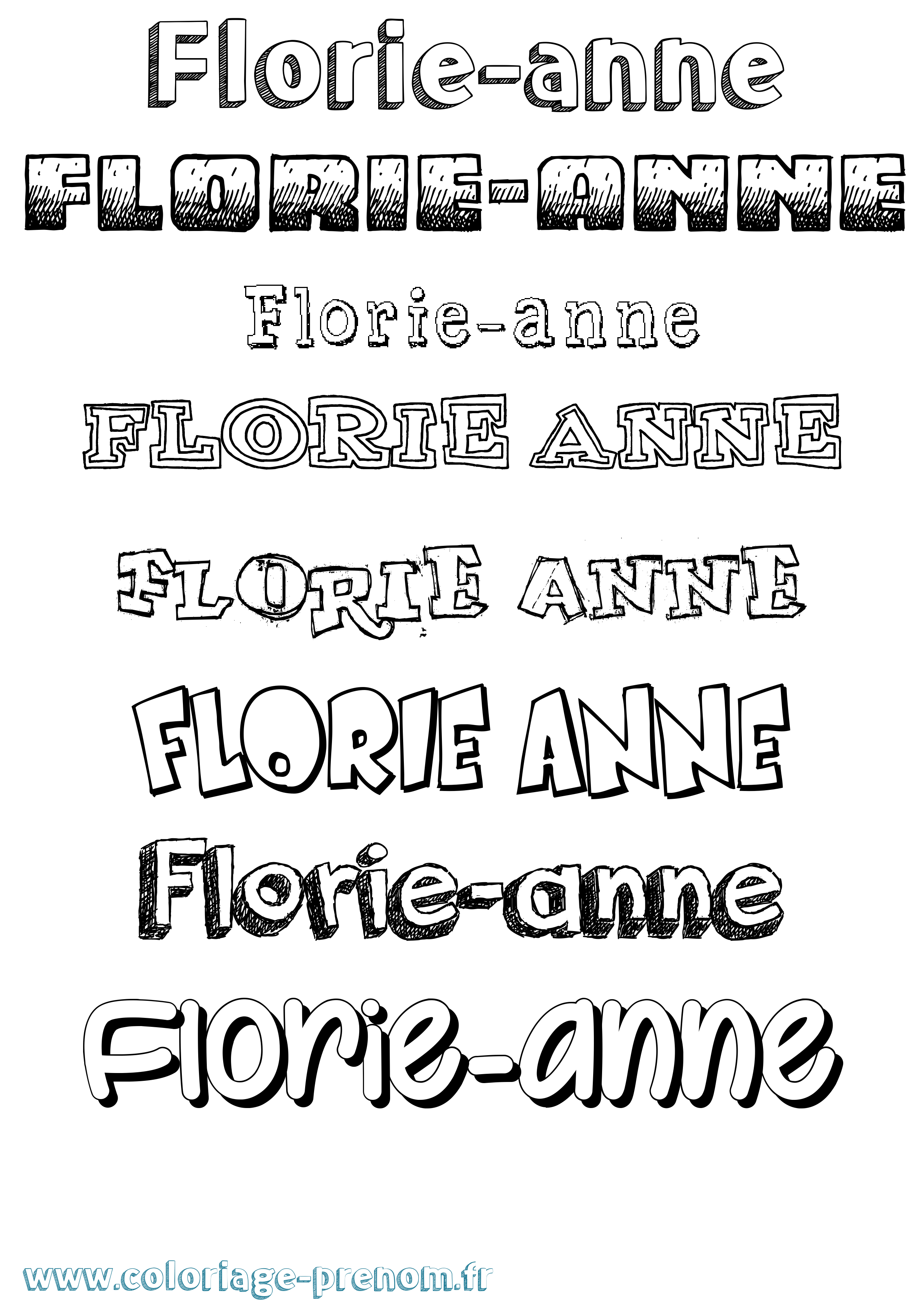 Coloriage Florie-Anne Dessiné Coloriage prénom Florie-Anne Dessiné