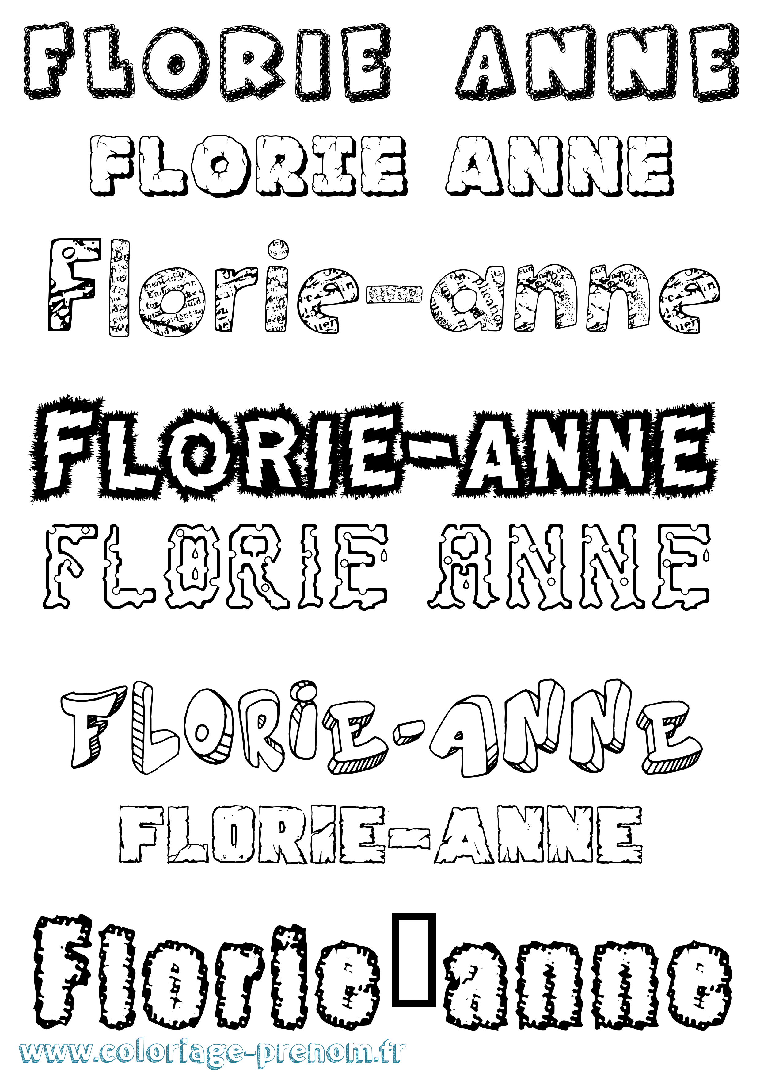 Coloriage Florie-Anne Destructuré Coloriage prénom Florie-Anne Destructuré