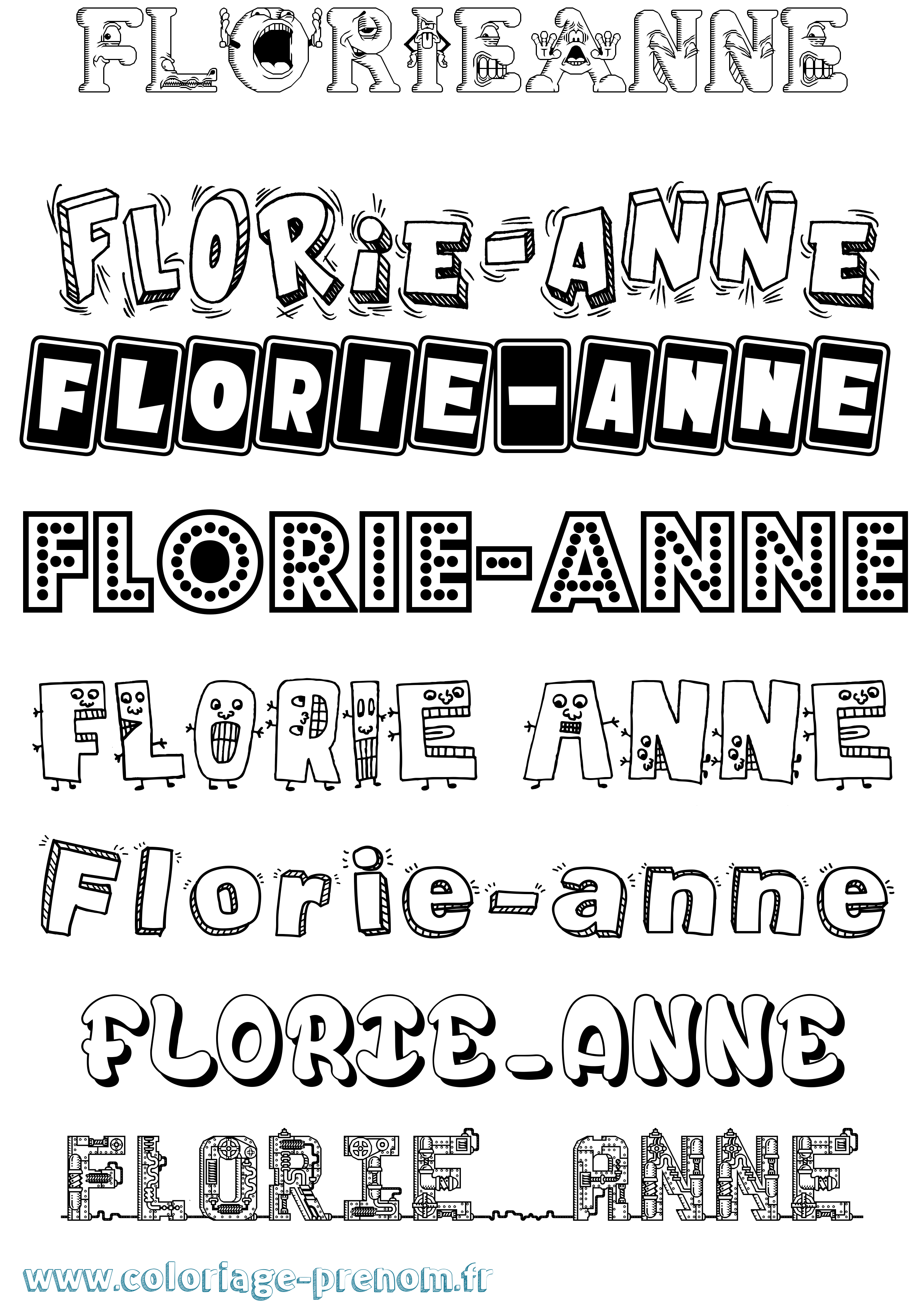 Coloriage Florie-Anne Fun Coloriage prénom Florie-Anne Fun