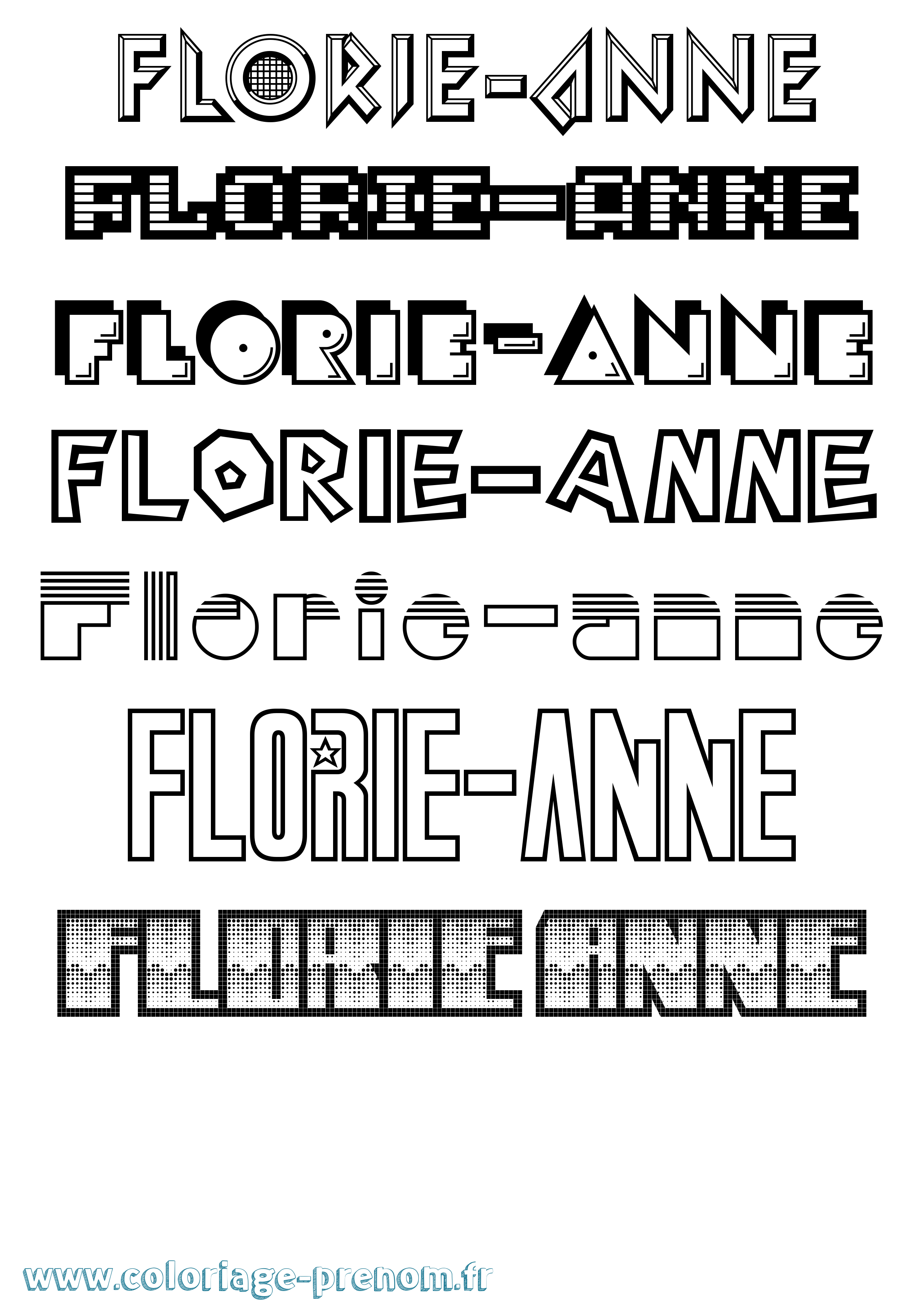 Coloriage Florie-Anne Jeux Vidéos Coloriage prénom Florie-Anne Jeux Vidéos