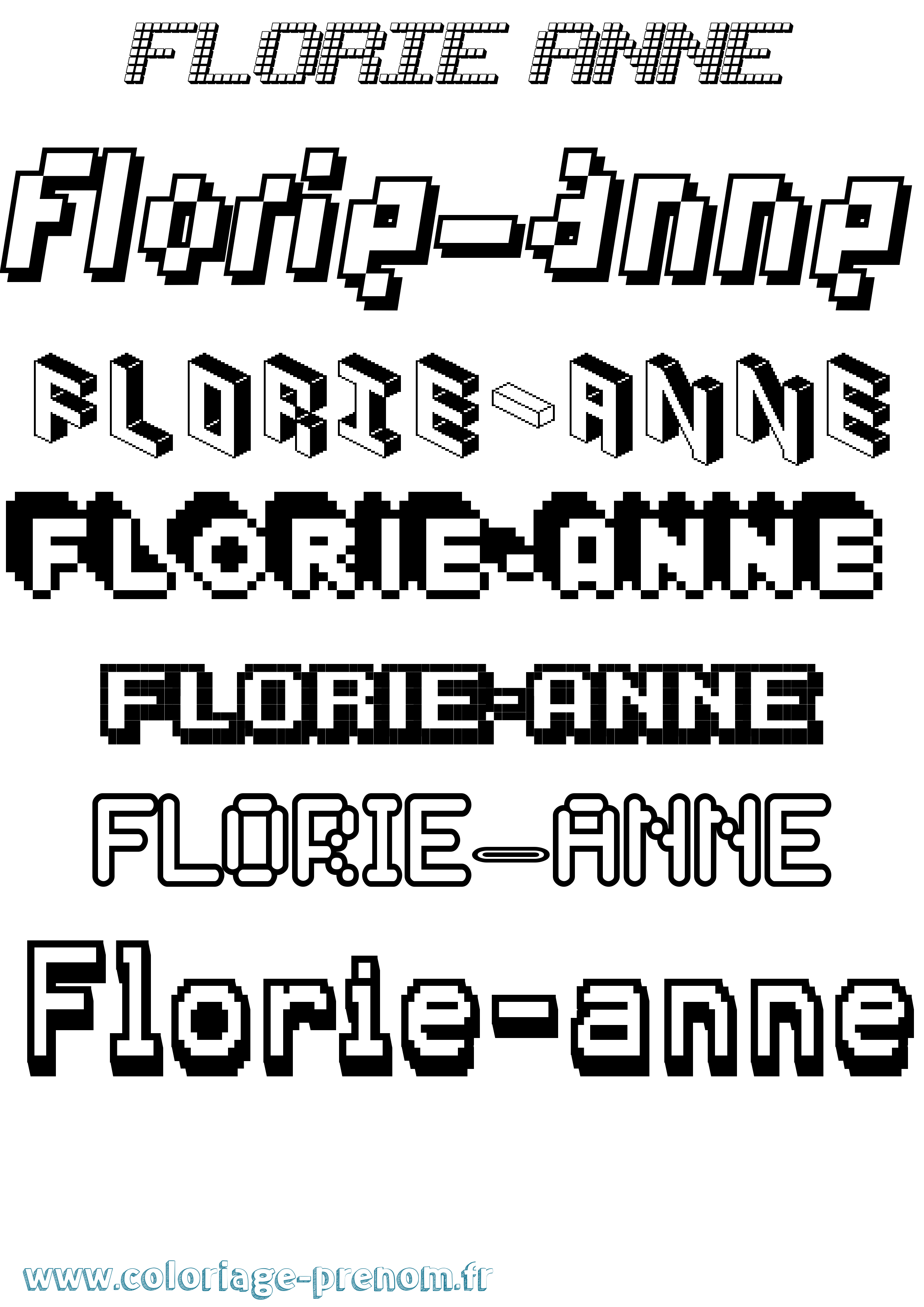 Coloriage Florie-Anne Pixel Coloriage prénom Florie-Anne Pixel
