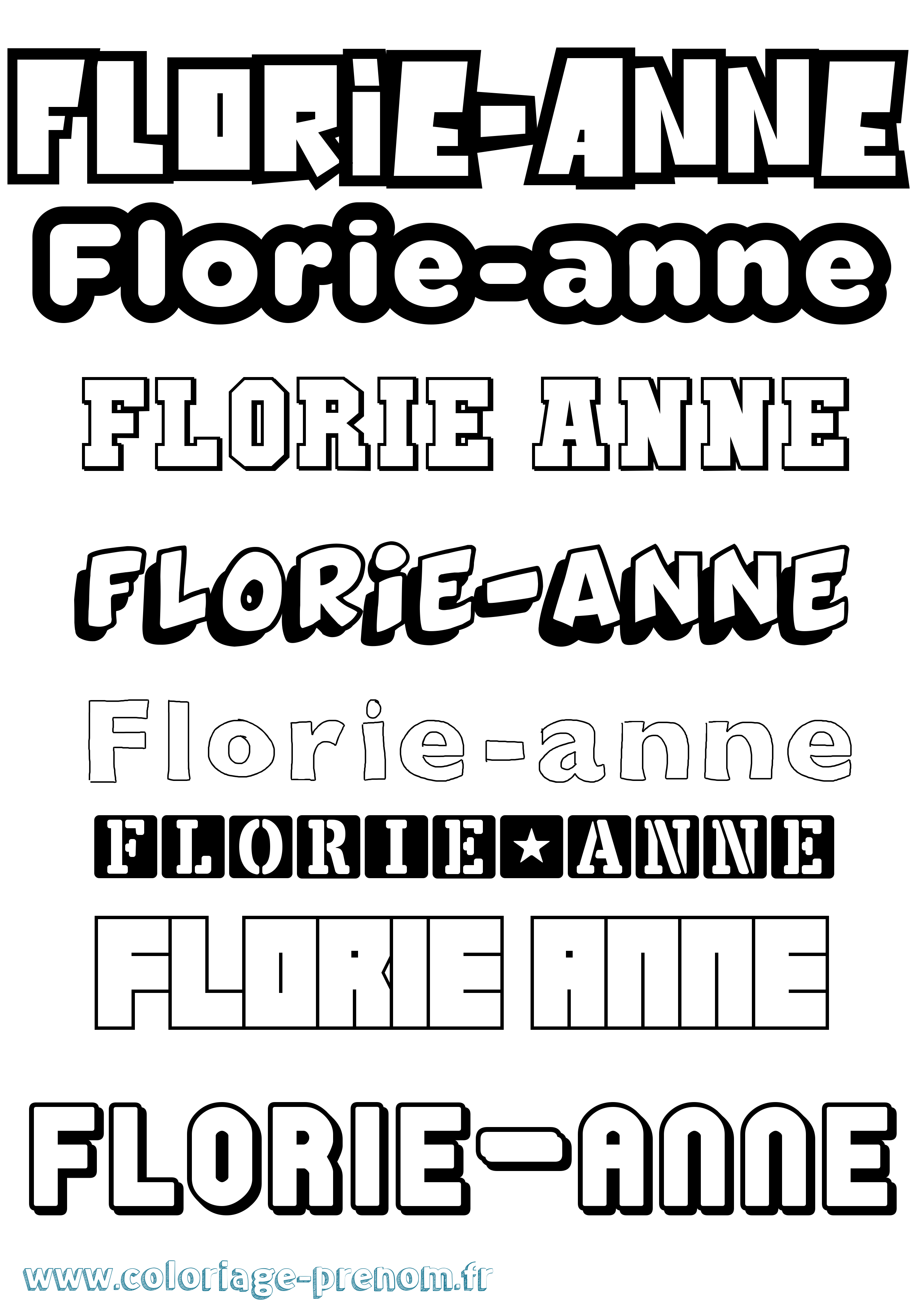 Coloriage Florie-Anne Simple Coloriage prénom Florie-Anne Simple