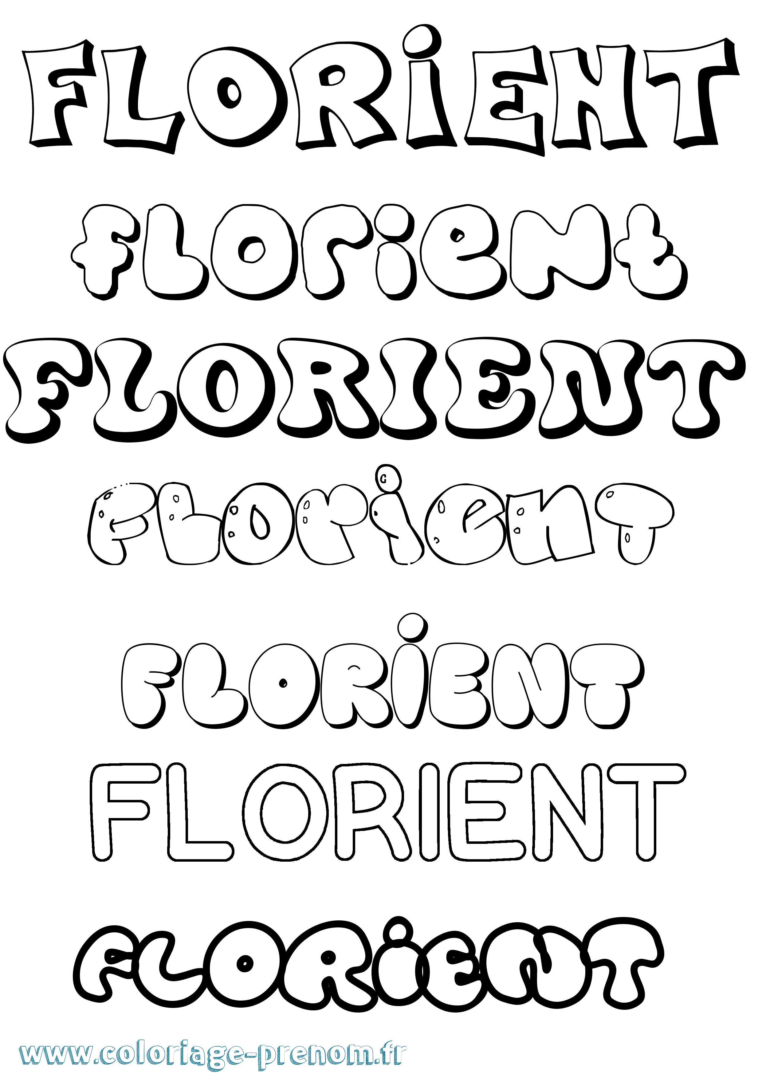 Coloriage Florient Bubble Coloriage prénom Florient Bubble