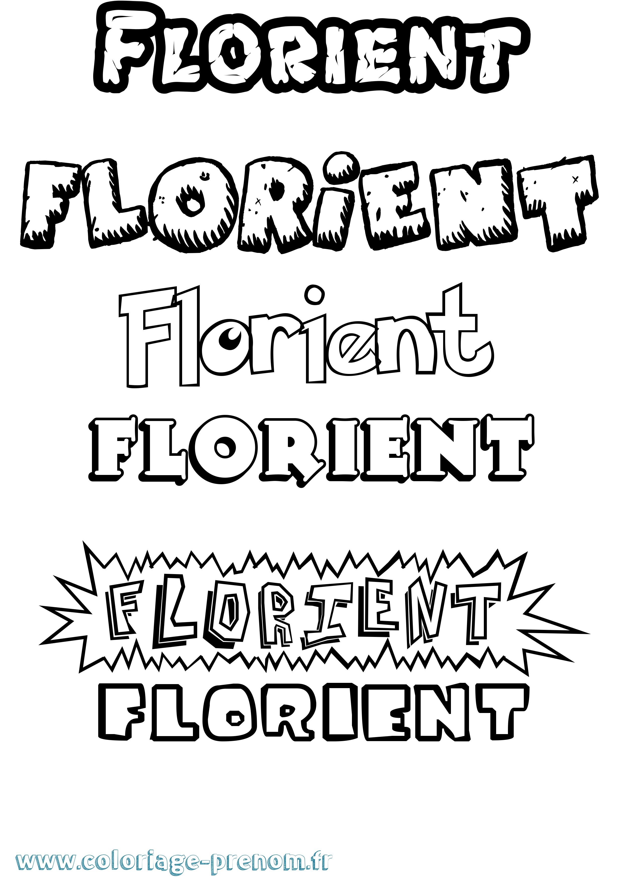 Coloriage Florient Dessin Animé Coloriage prénom Florient Dessin Animé