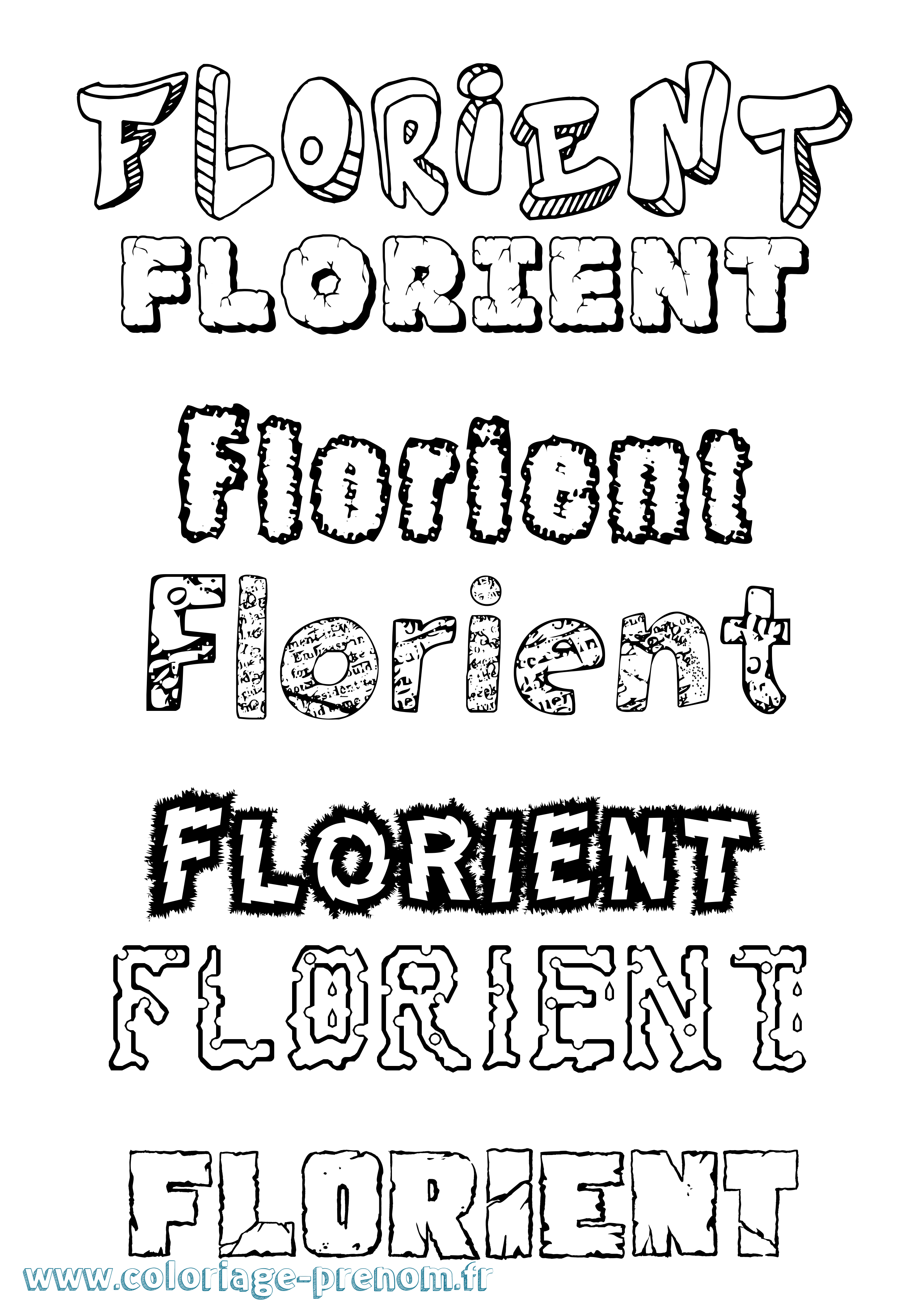 Coloriage Florient Destructuré Coloriage prénom Florient Destructuré