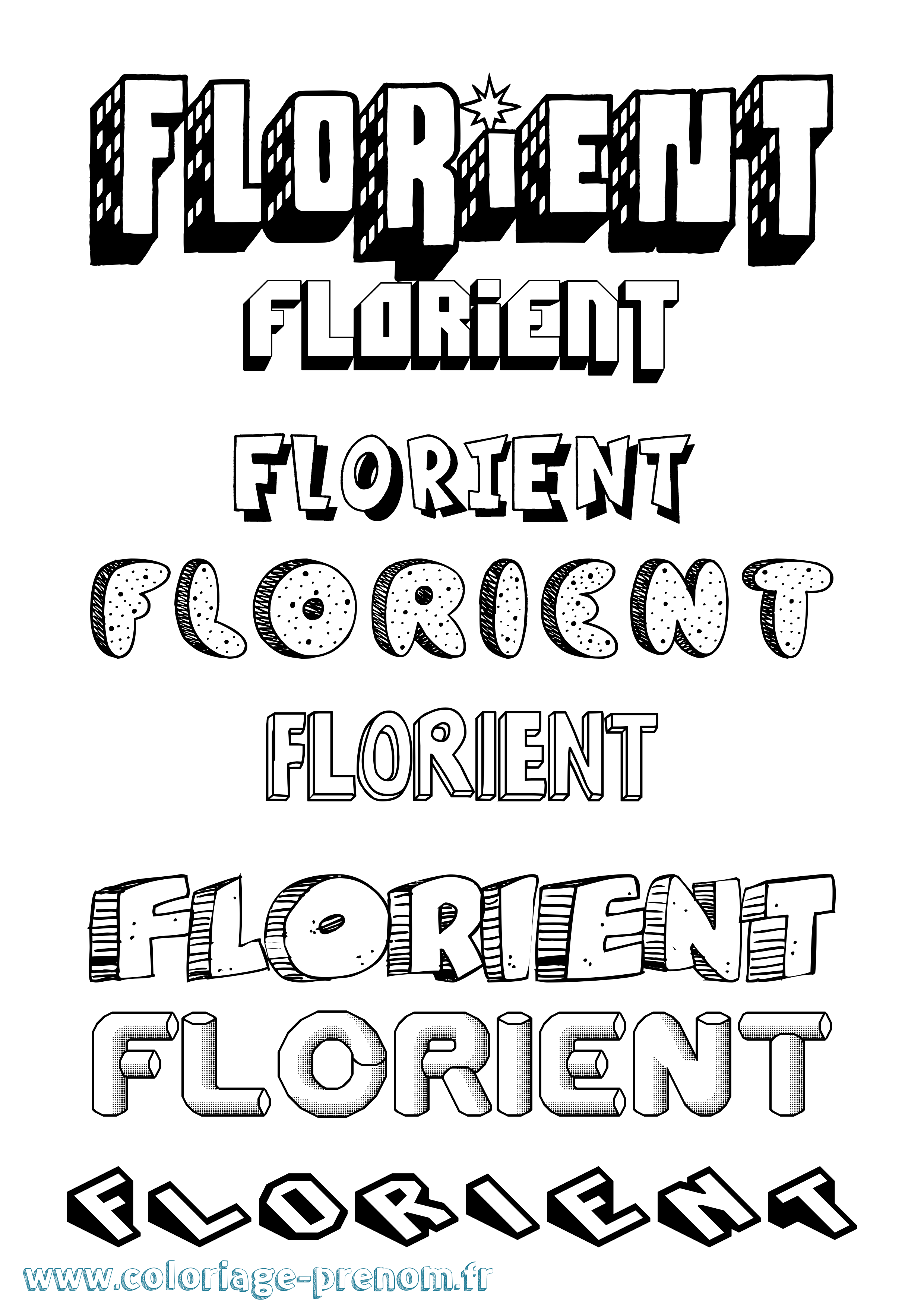 Coloriage Florient Effet 3D Coloriage prénom Florient Effet 3D