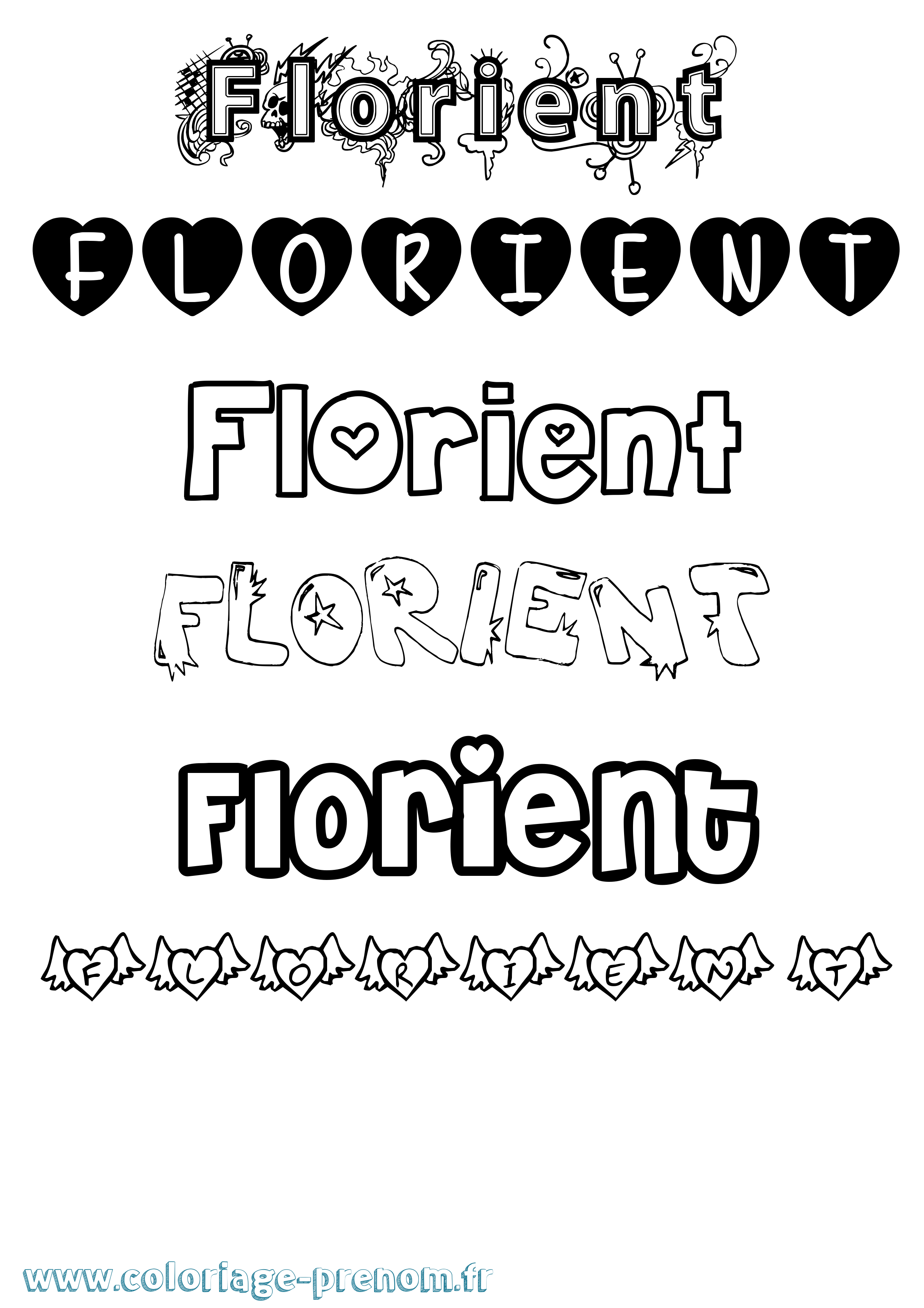 Coloriage Florient Girly Coloriage prénom Florient Girly