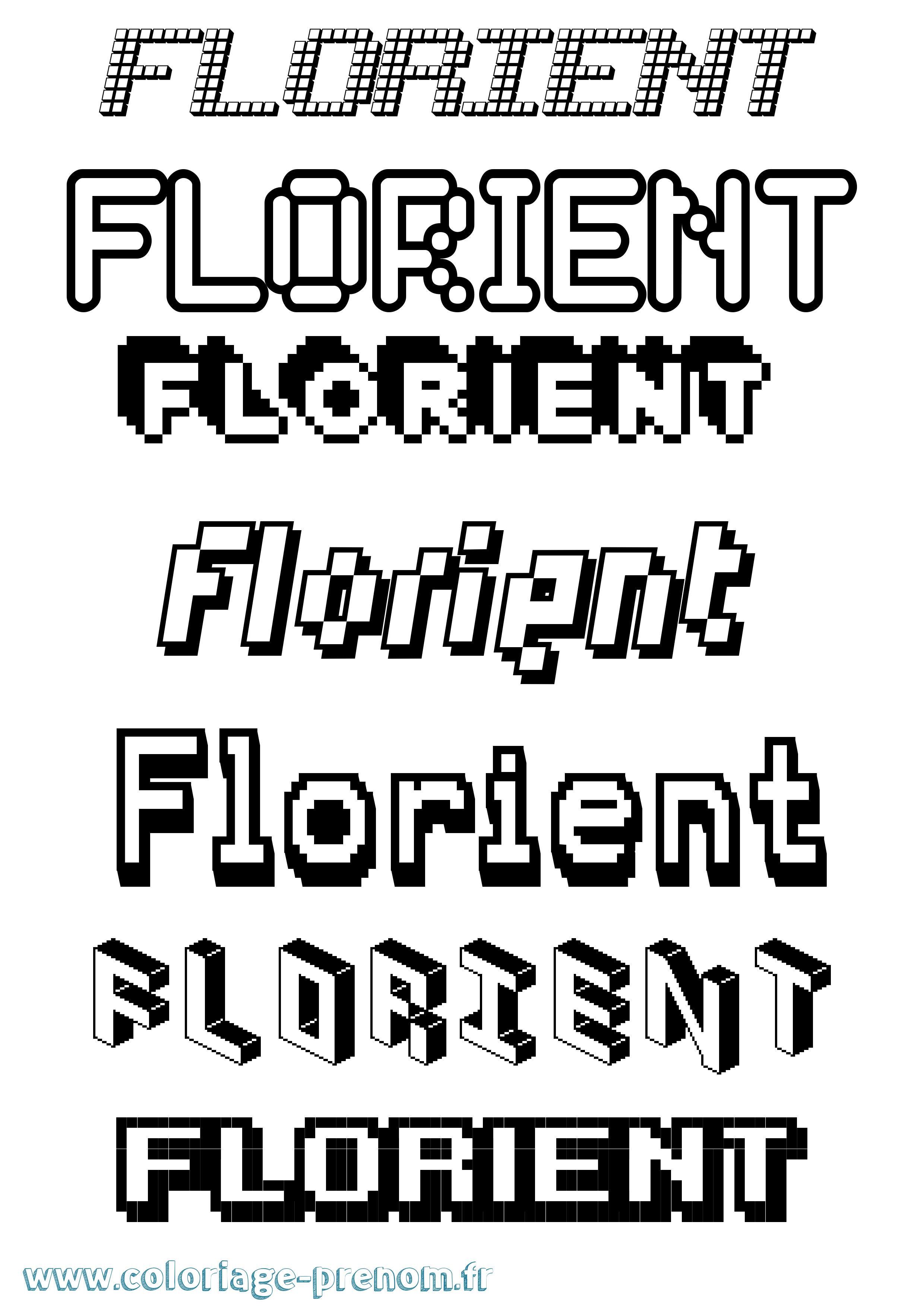 Coloriage Florient Pixel Coloriage prénom Florient Pixel