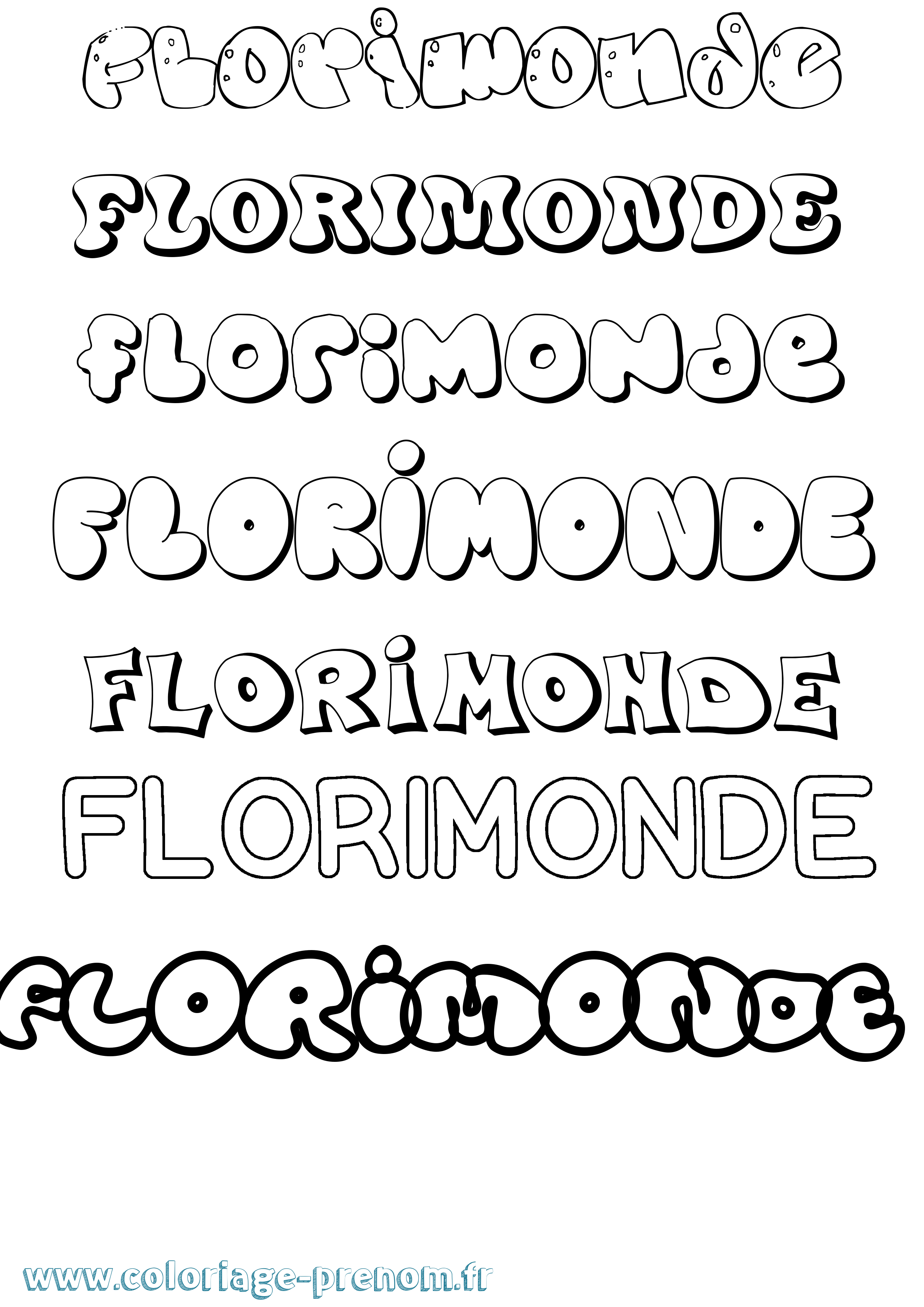 Coloriage Florimonde Bubble Coloriage prénom Florimonde Bubble