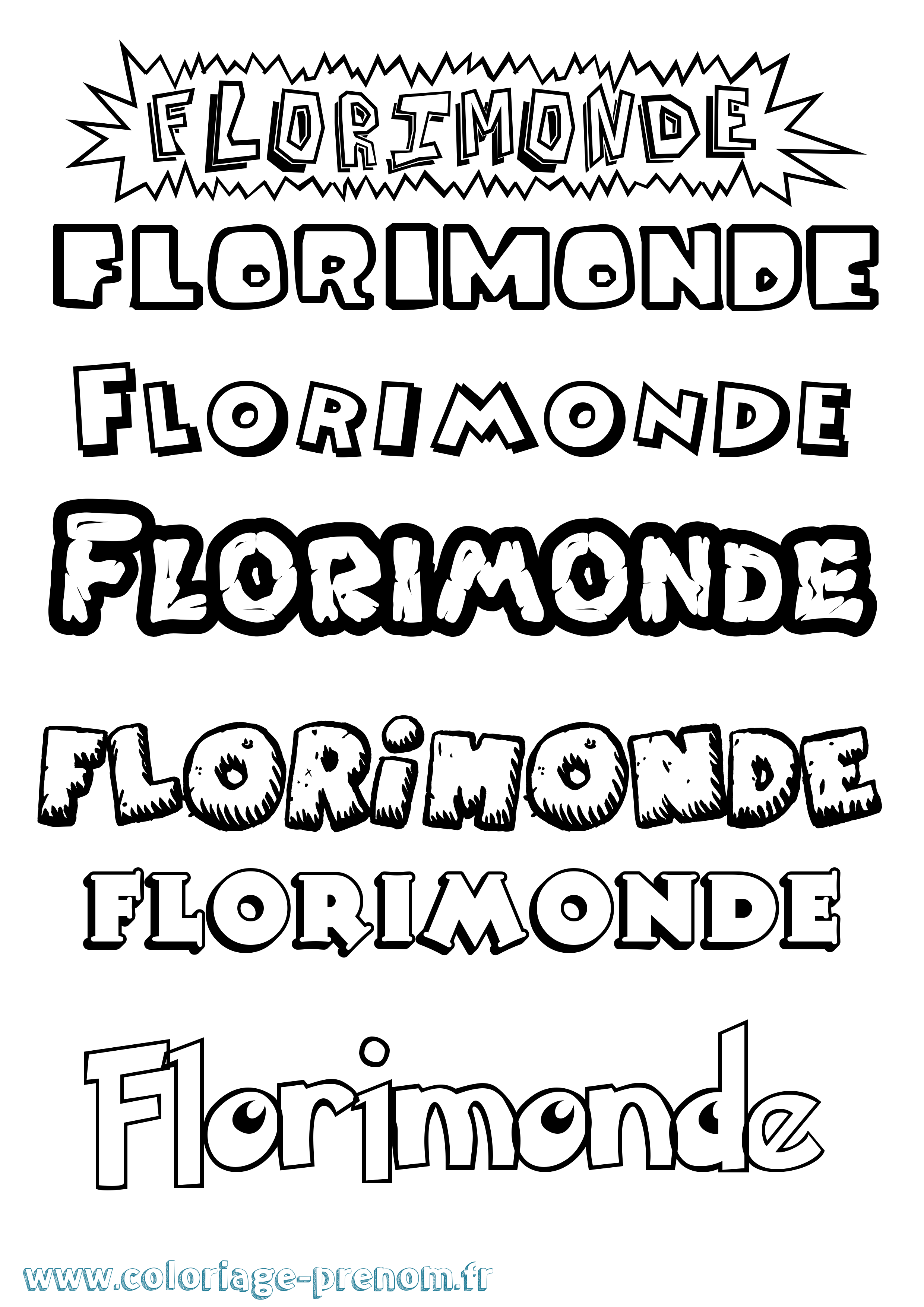 Coloriage Florimonde Dessin Animé Coloriage prénom Florimonde Dessin Animé