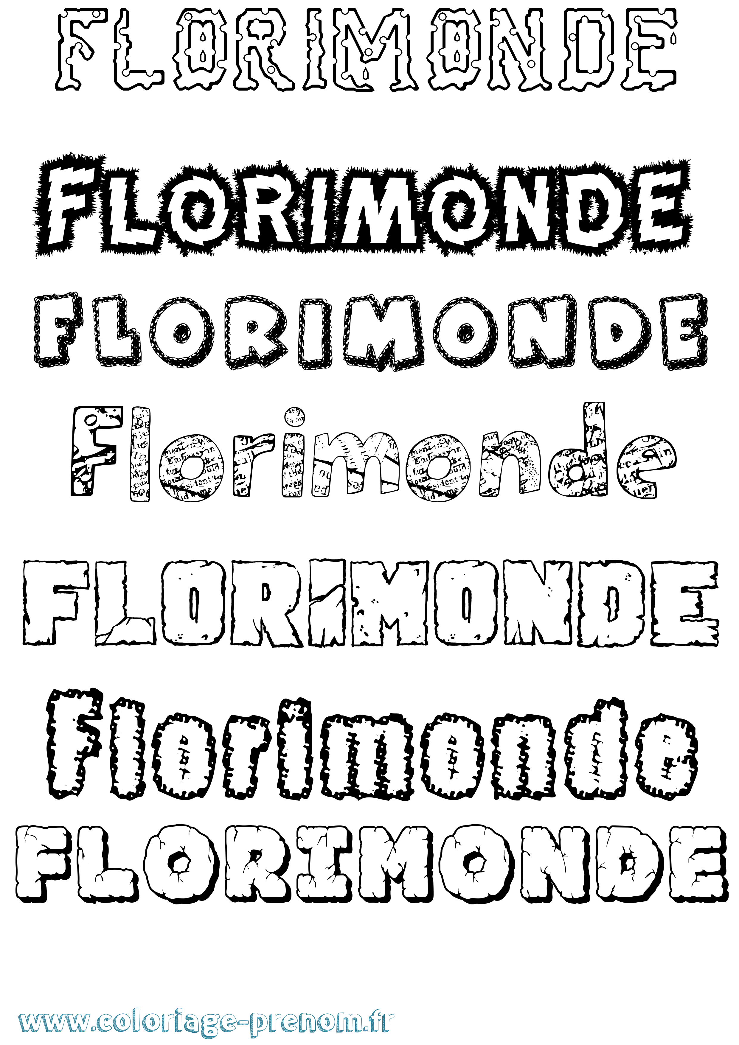Coloriage Florimonde Destructuré Coloriage prénom Florimonde Destructuré