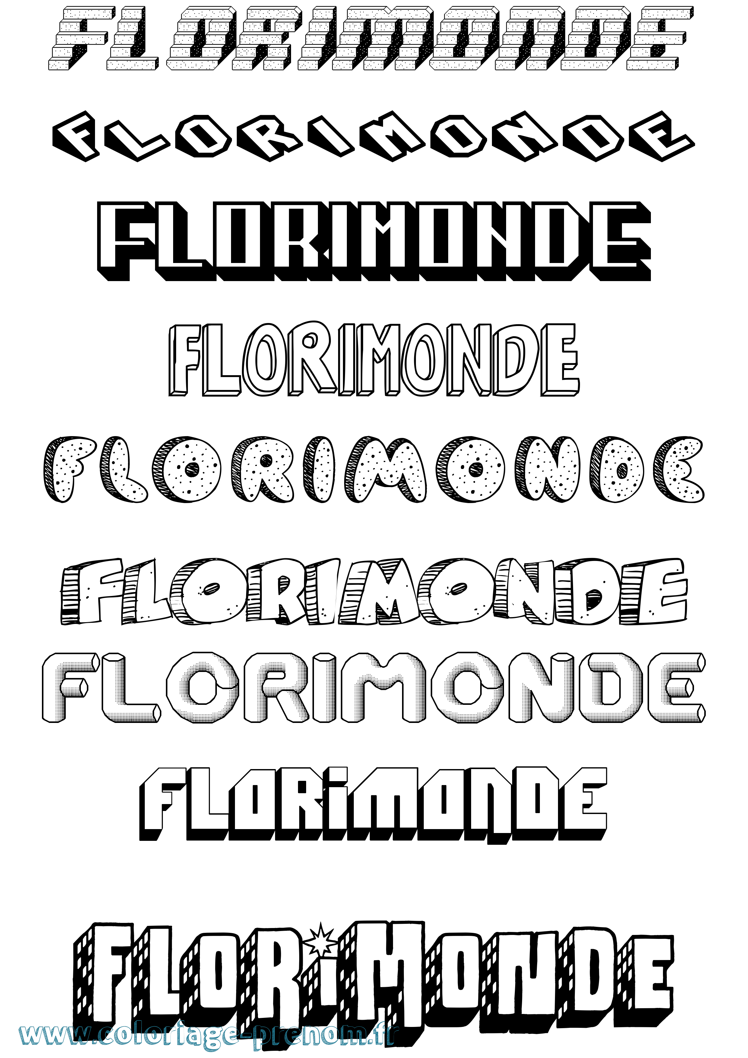Coloriage Florimonde Effet 3D Coloriage prénom Florimonde Effet 3D