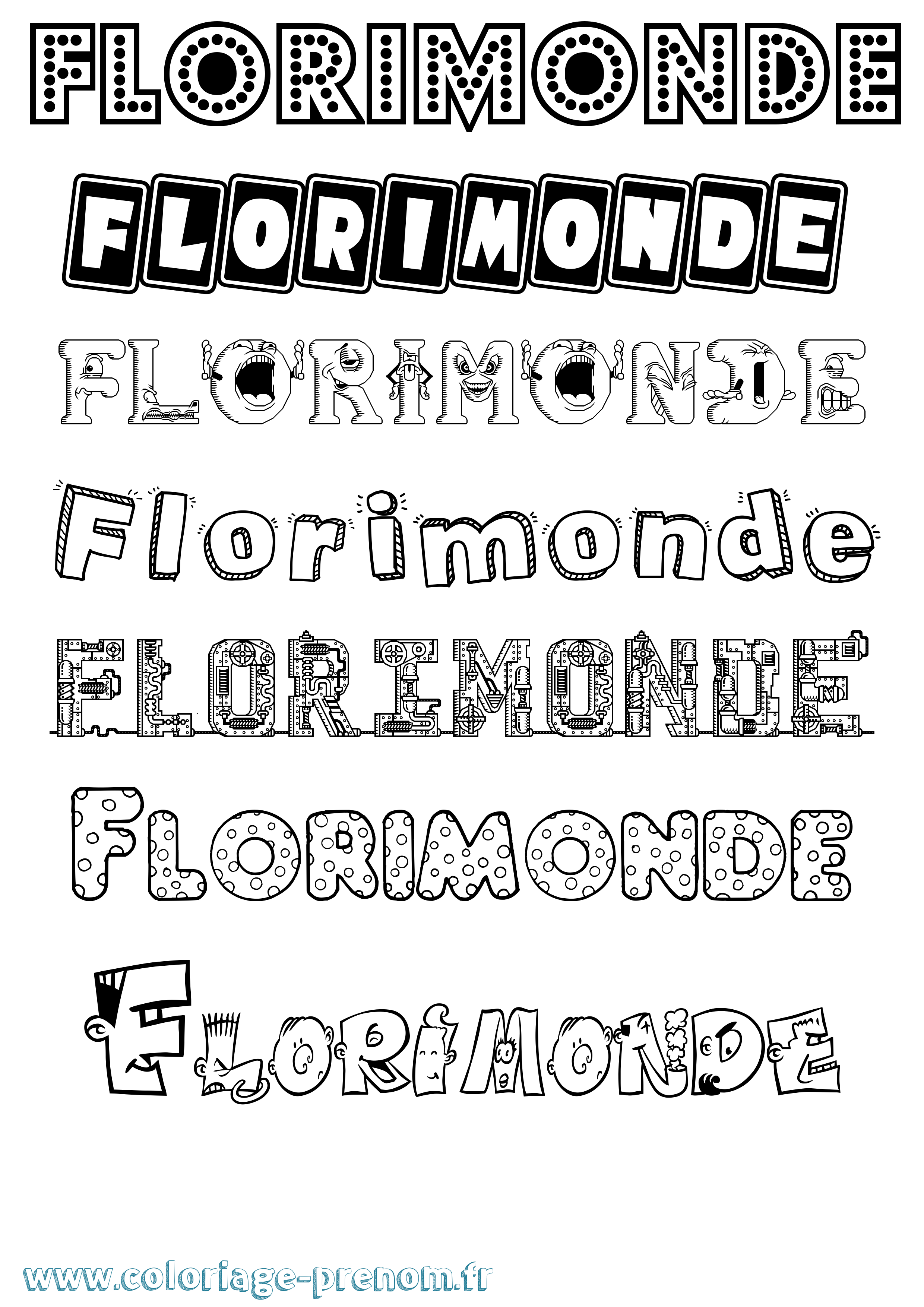 Coloriage Florimonde Fun Coloriage prénom Florimonde Fun