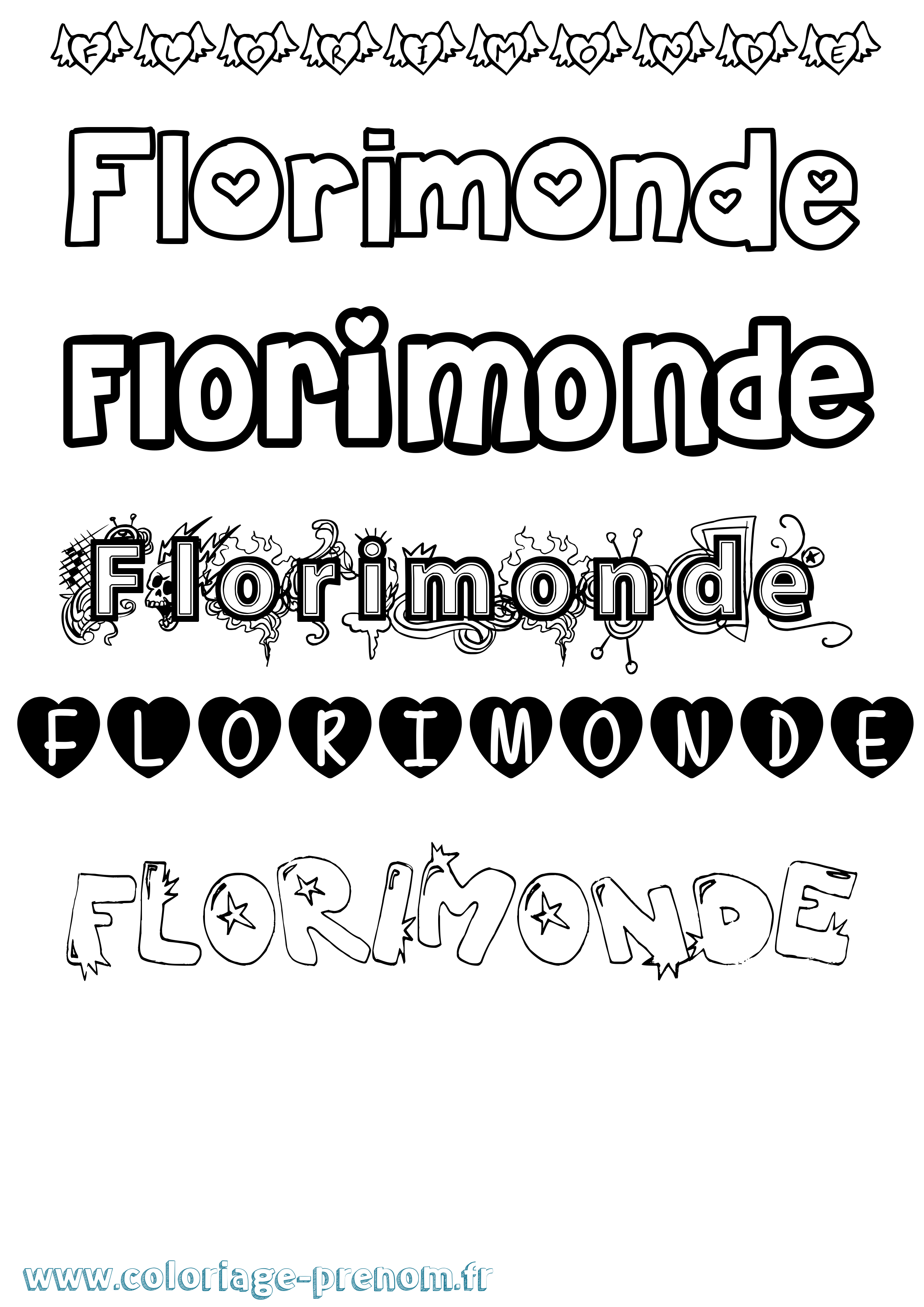Coloriage Florimonde Girly Coloriage prénom Florimonde Girly