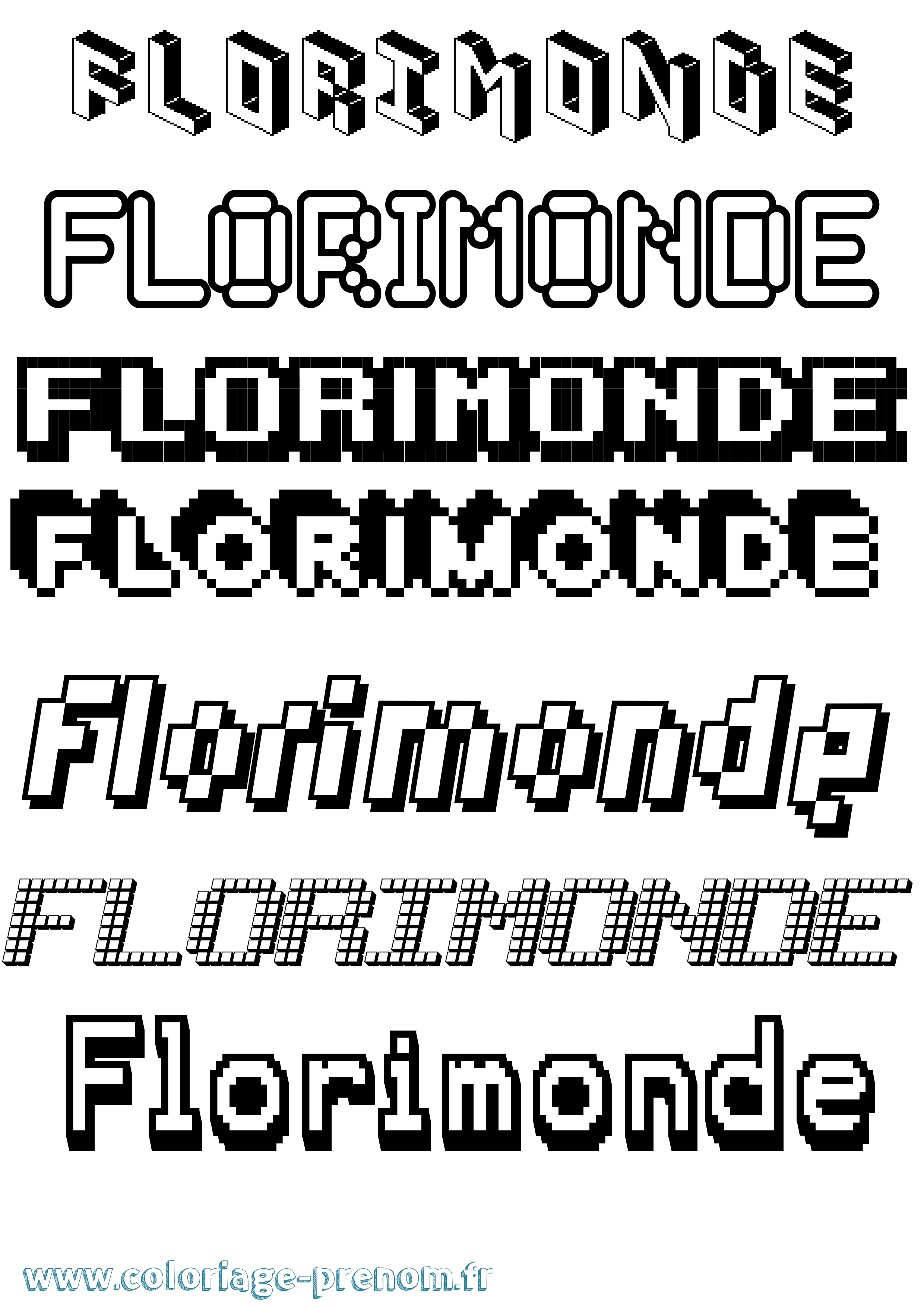 Coloriage Florimonde Pixel Coloriage prénom Florimonde Pixel
