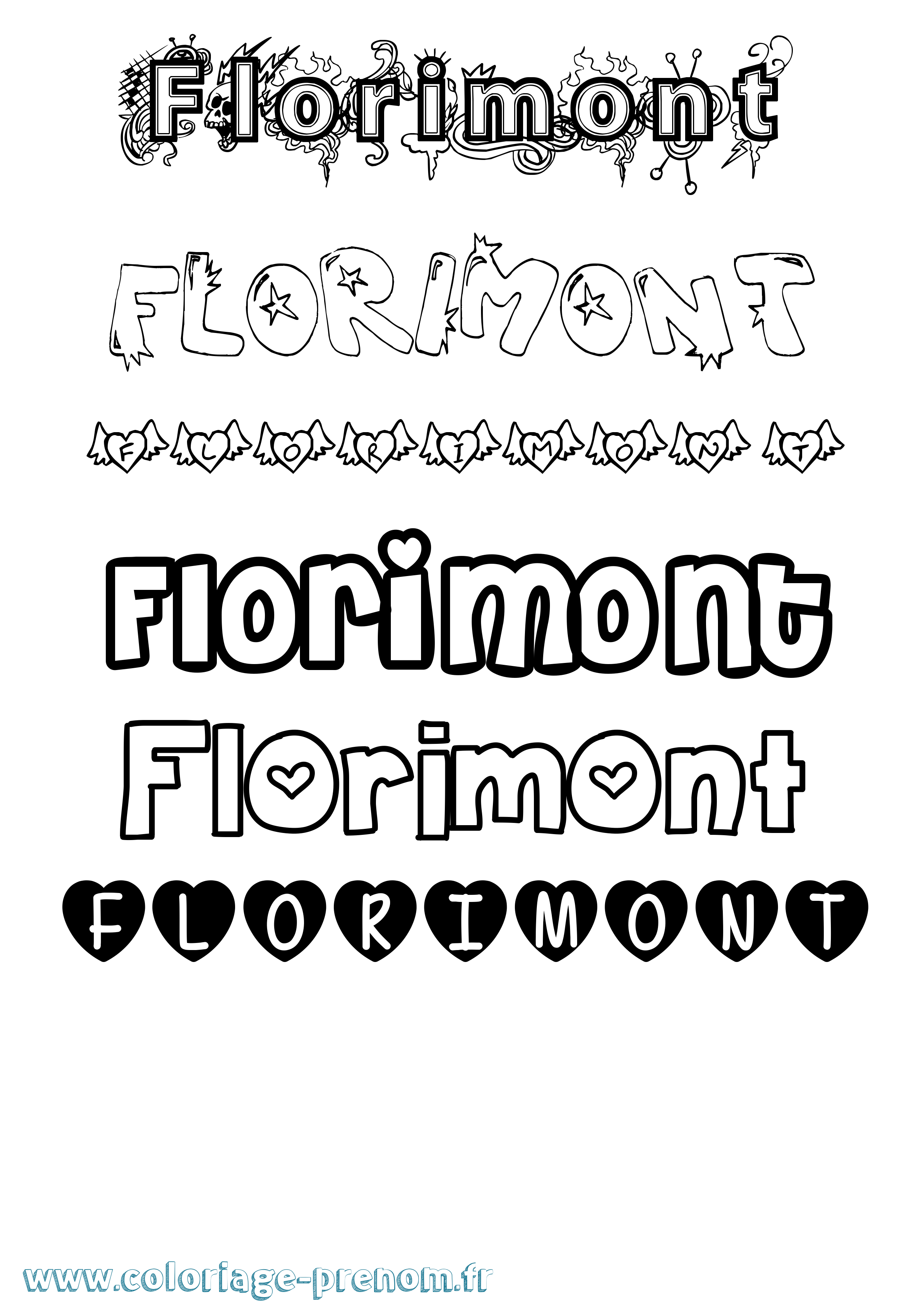Coloriage Florimont Girly Coloriage prénom Florimont Girly