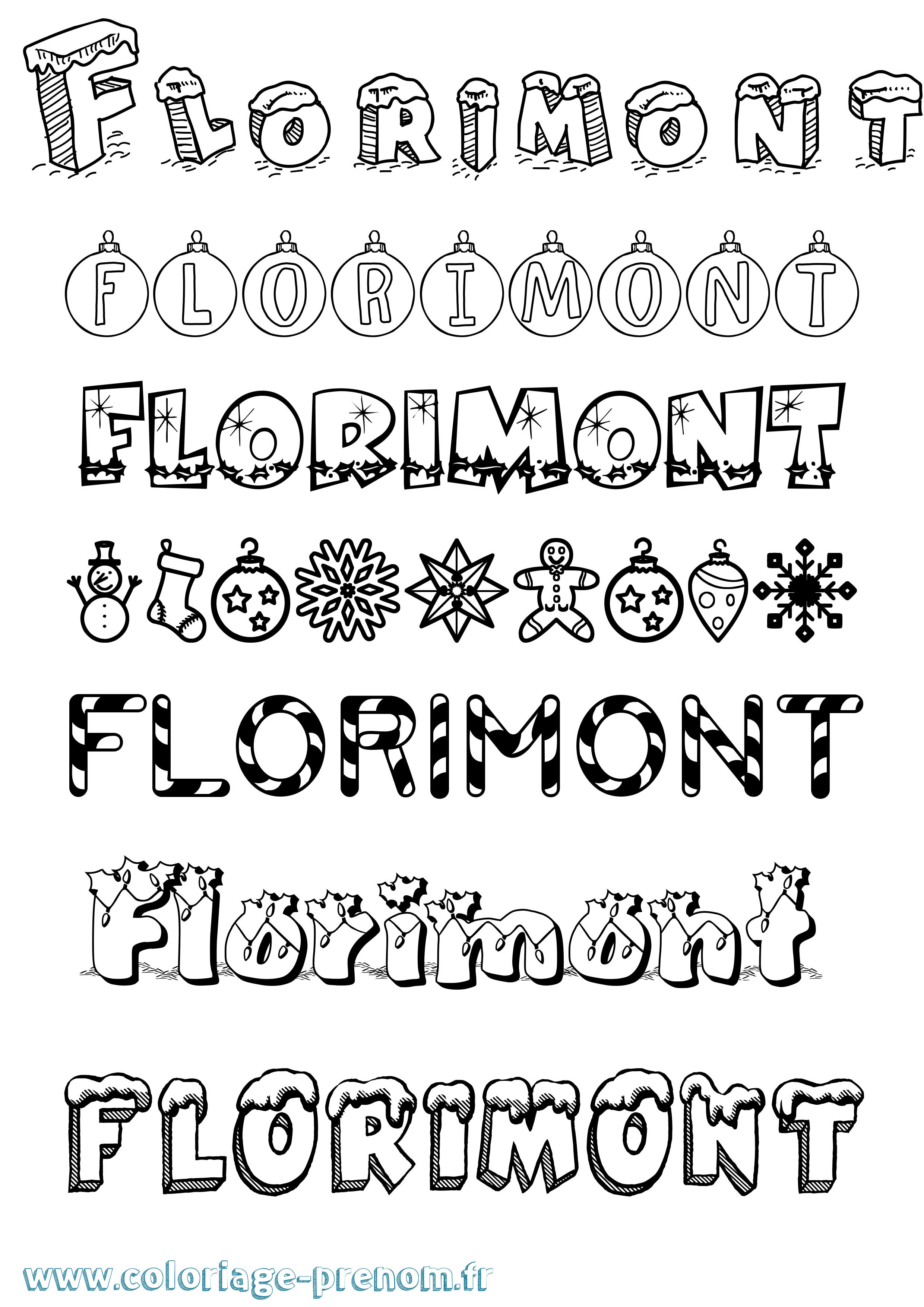 Coloriage Florimont Noël Coloriage prénom Florimont Noël