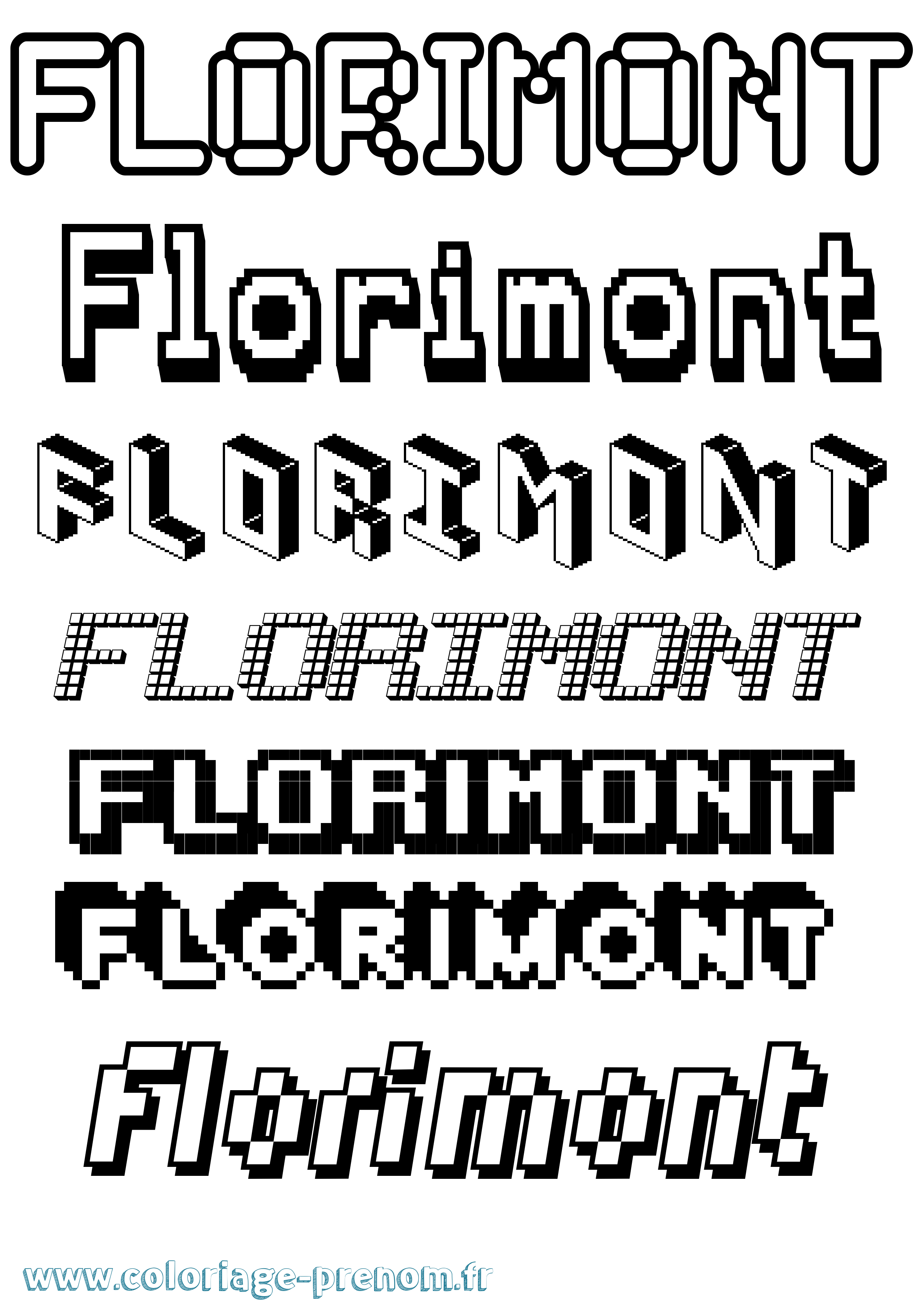 Coloriage Florimont Pixel Coloriage prénom Florimont Pixel