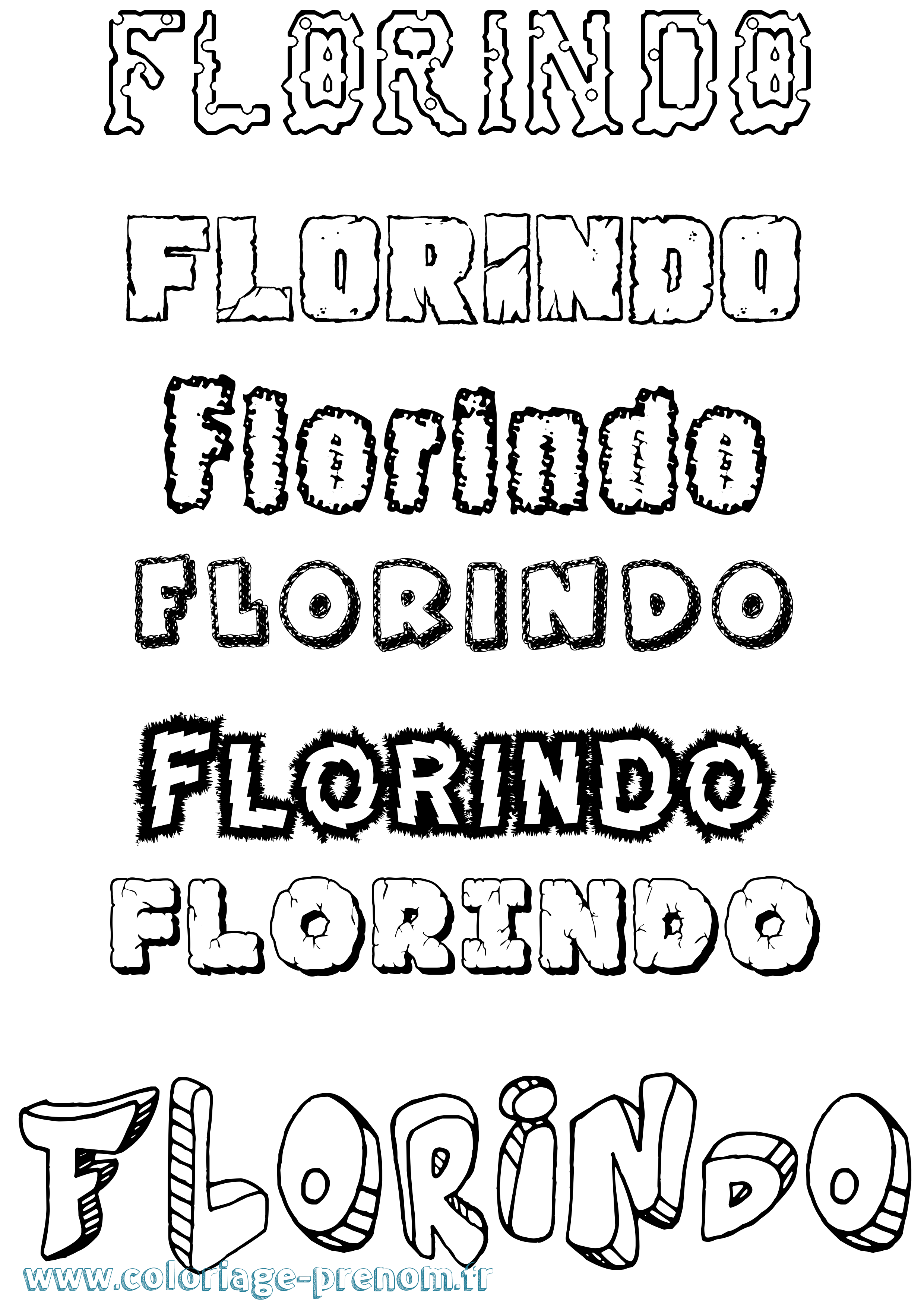 Coloriage Florindo Destructuré Coloriage prénom Florindo Destructuré