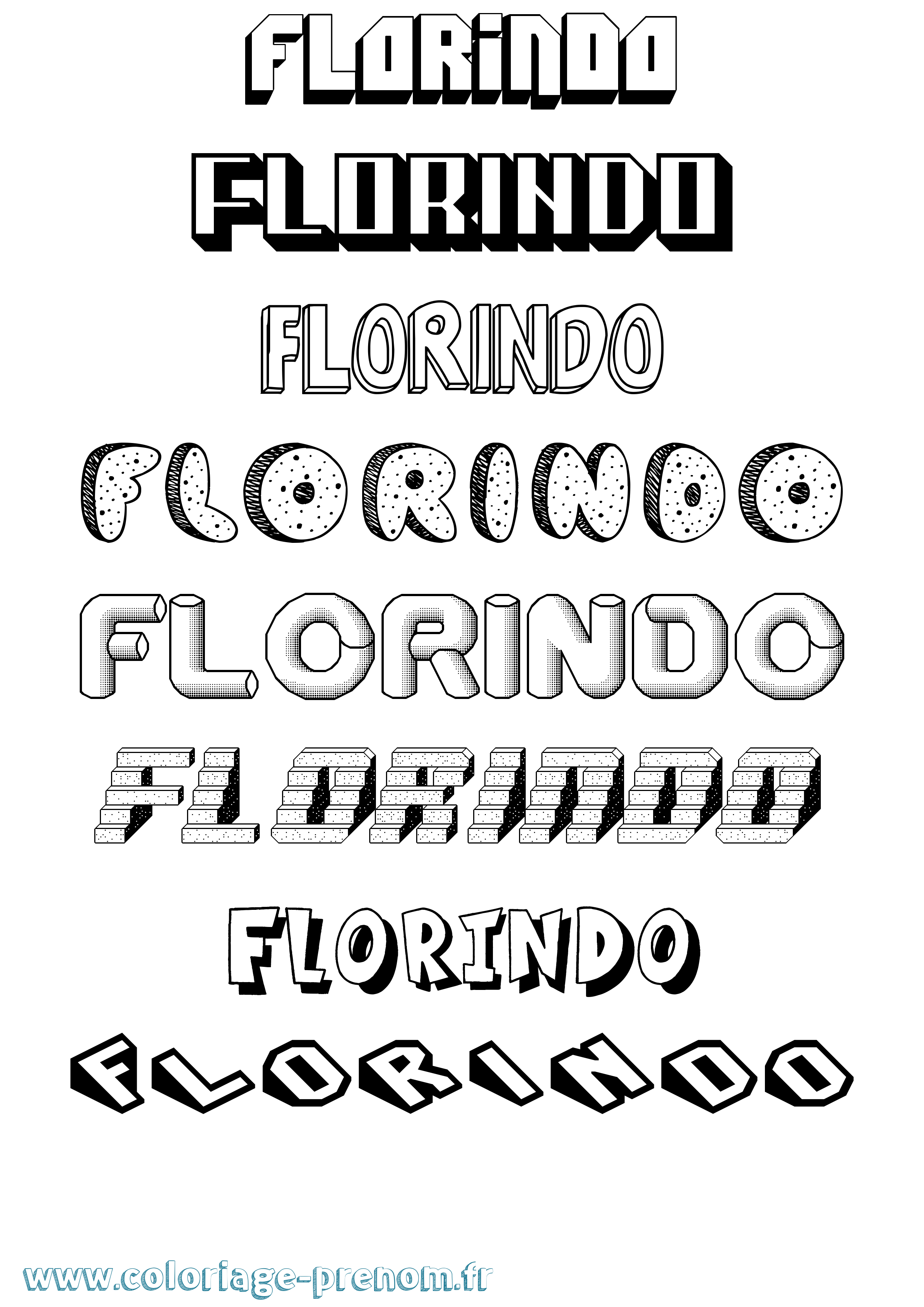 Coloriage Florindo Effet 3D Coloriage prénom Florindo Effet 3D