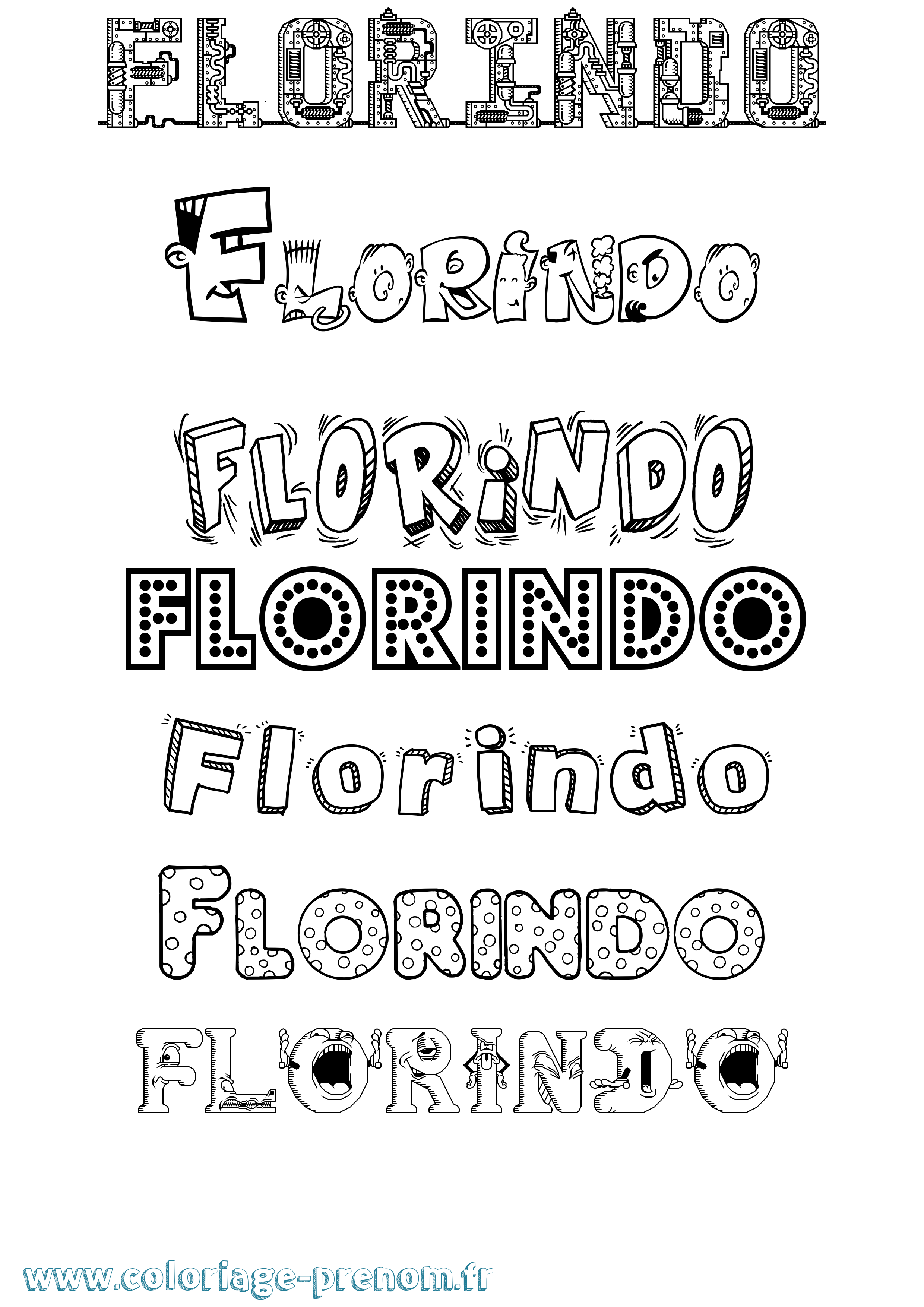 Coloriage Florindo Fun Coloriage prénom Florindo Fun
