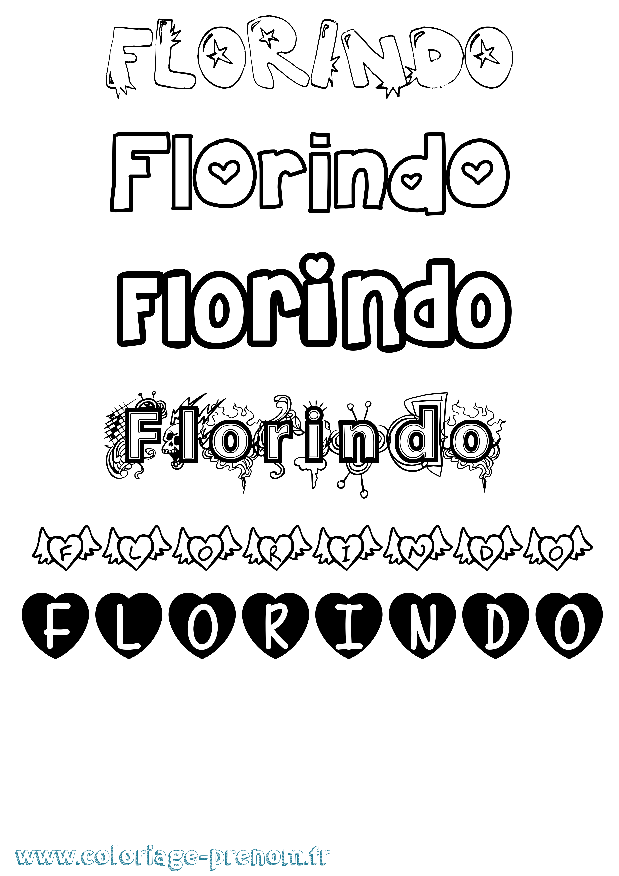 Coloriage Florindo Girly Coloriage prénom Florindo Girly