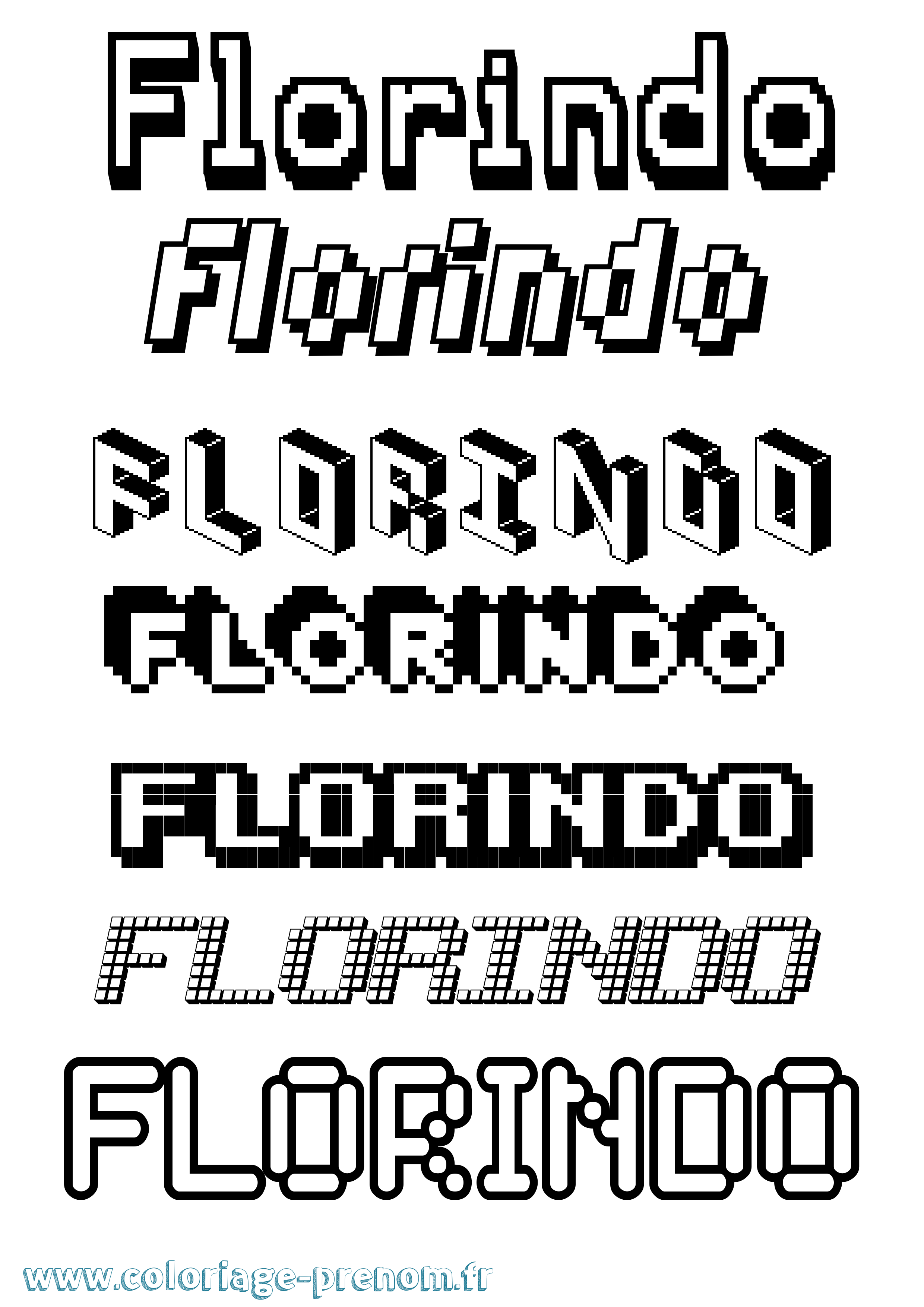 Coloriage Florindo Pixel Coloriage prénom Florindo Pixel