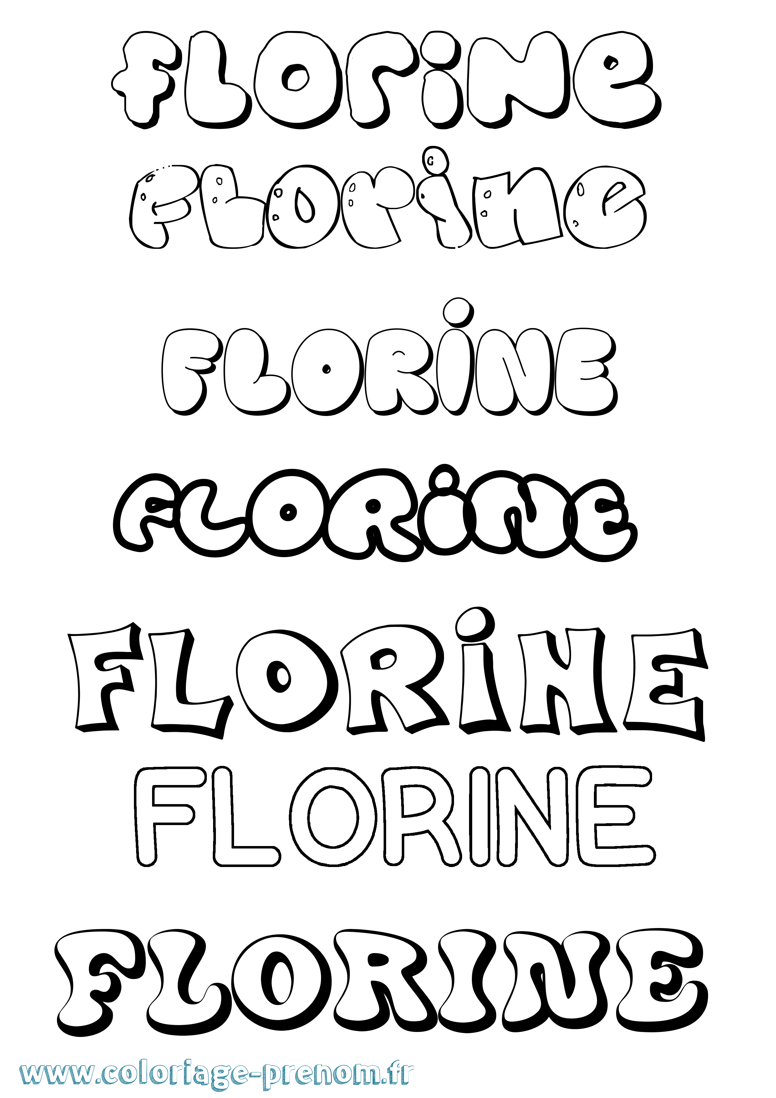 Coloriage Florine Bubble Coloriage prénom Florine Bubble