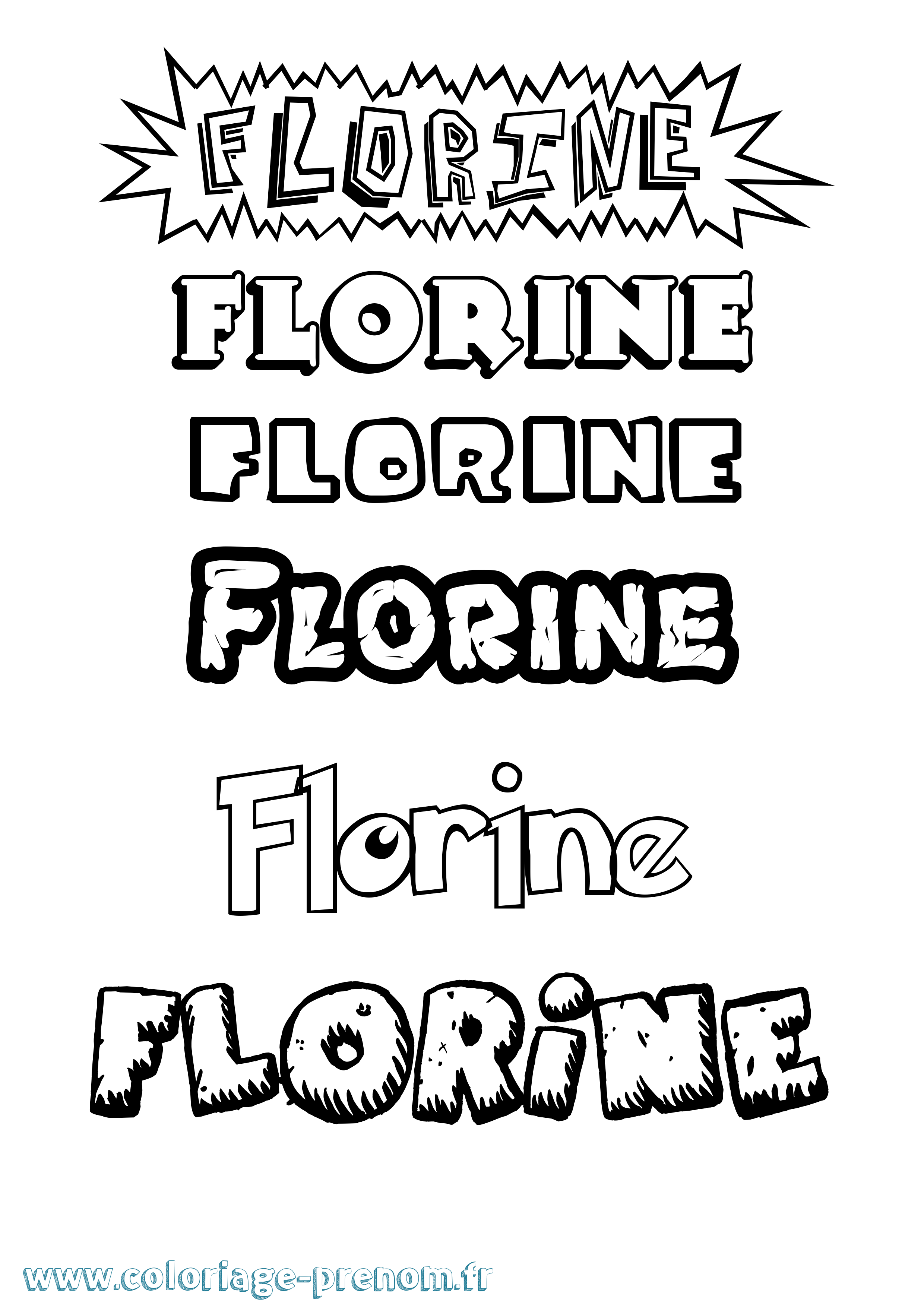 Coloriage Florine Dessin Animé Coloriage prénom Florine Dessin Animé