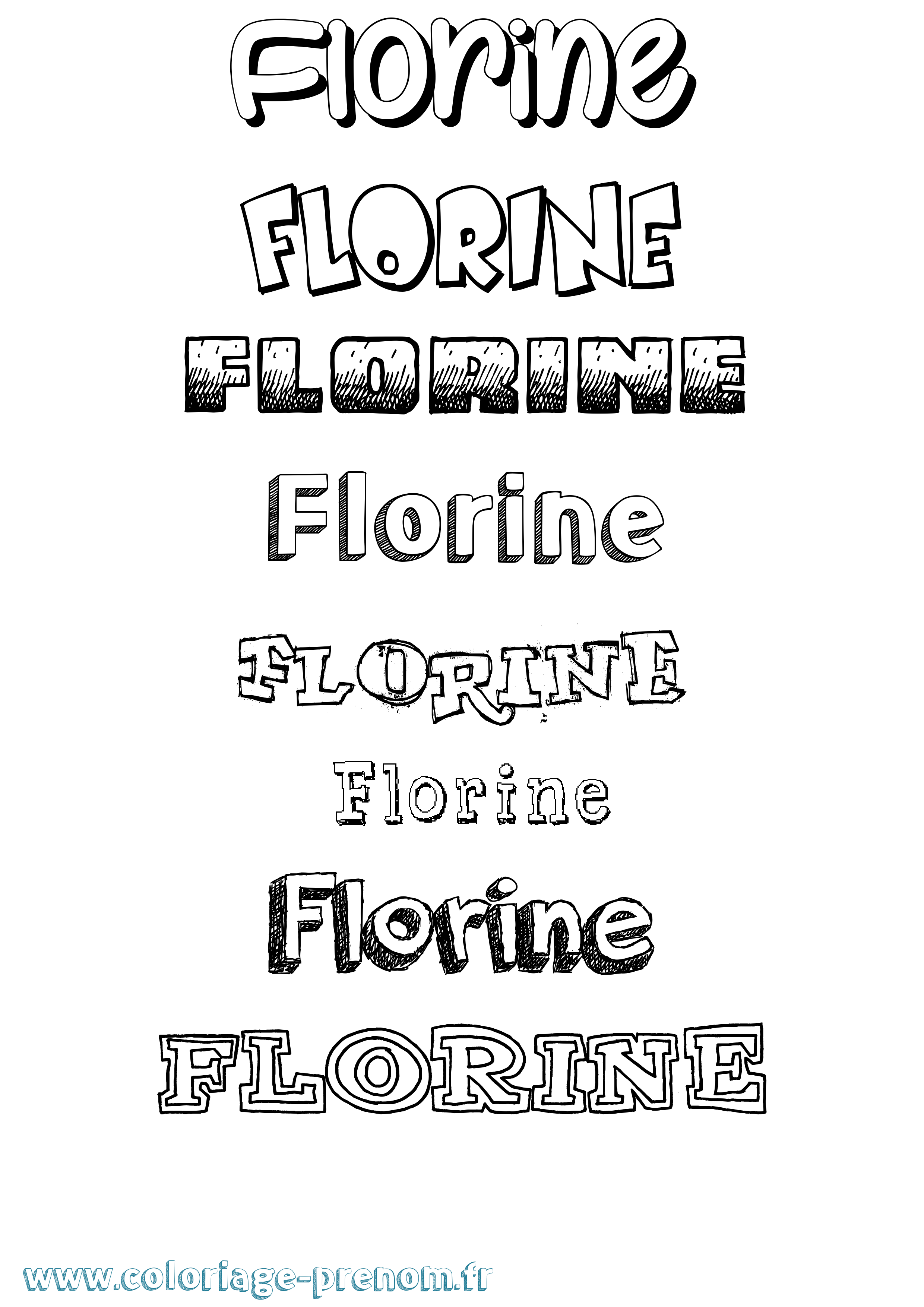 Coloriage Florine Dessiné Coloriage prénom Florine Dessiné