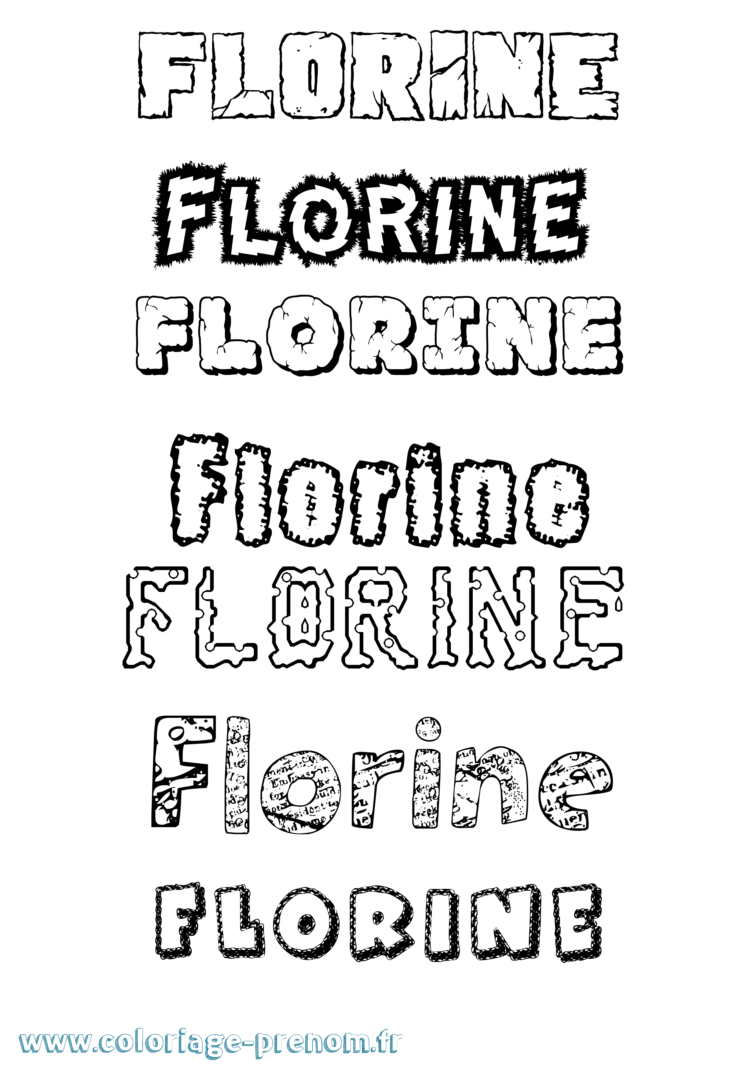Coloriage Florine Destructuré Coloriage prénom Florine Destructuré