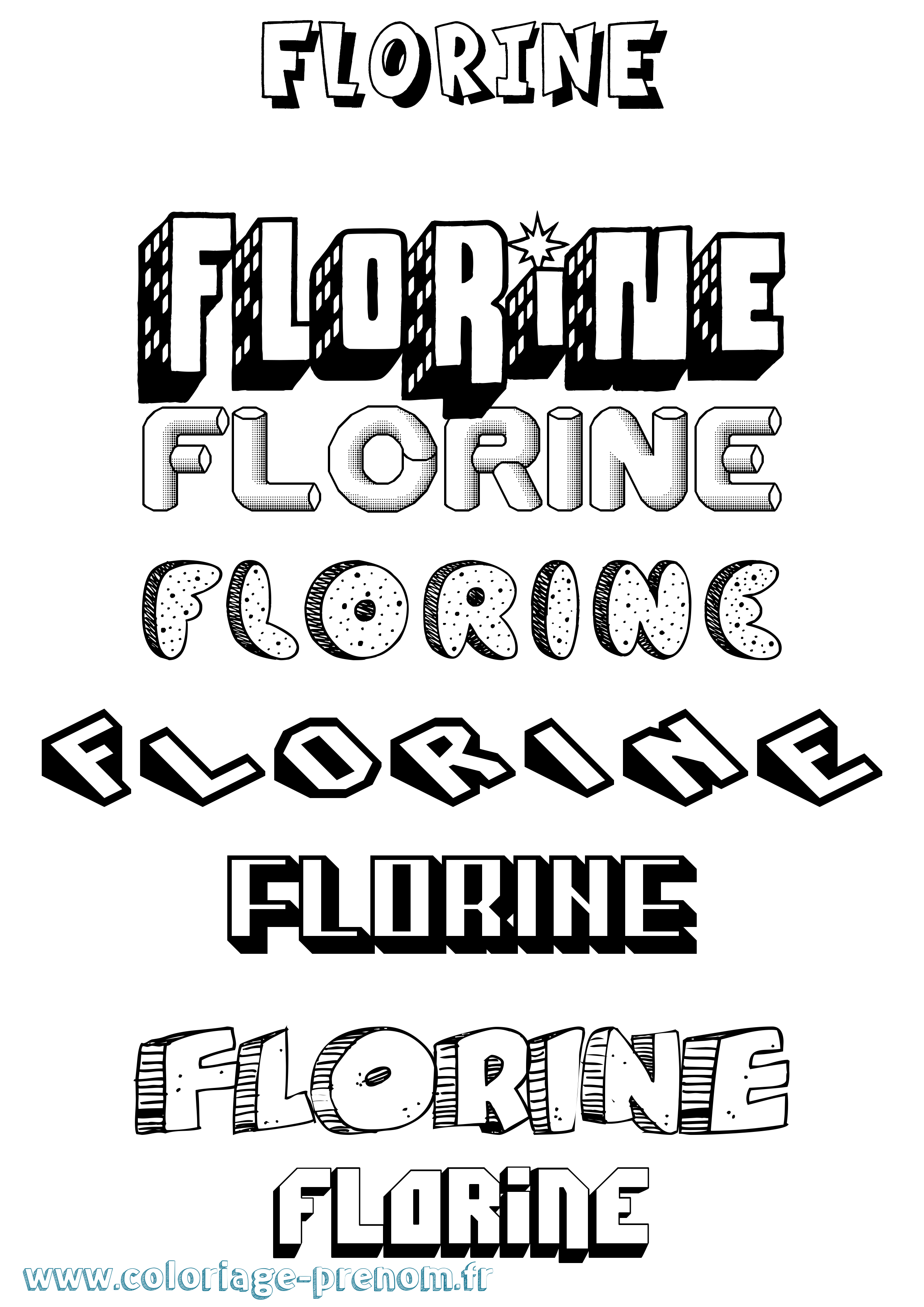 Coloriage Florine Effet 3D Coloriage prénom Florine Effet 3D