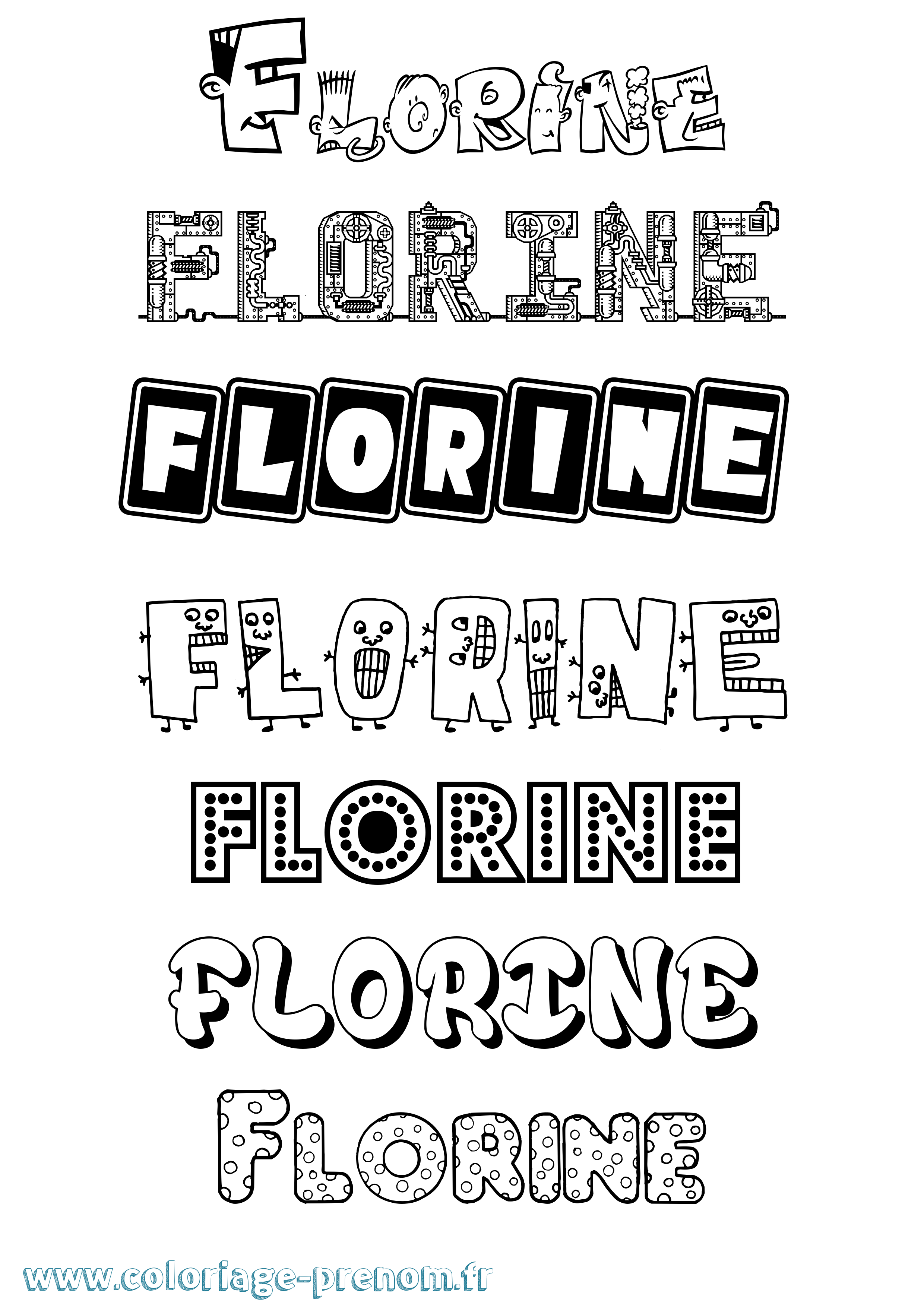 Coloriage Florine Fun Coloriage prénom Florine Fun
