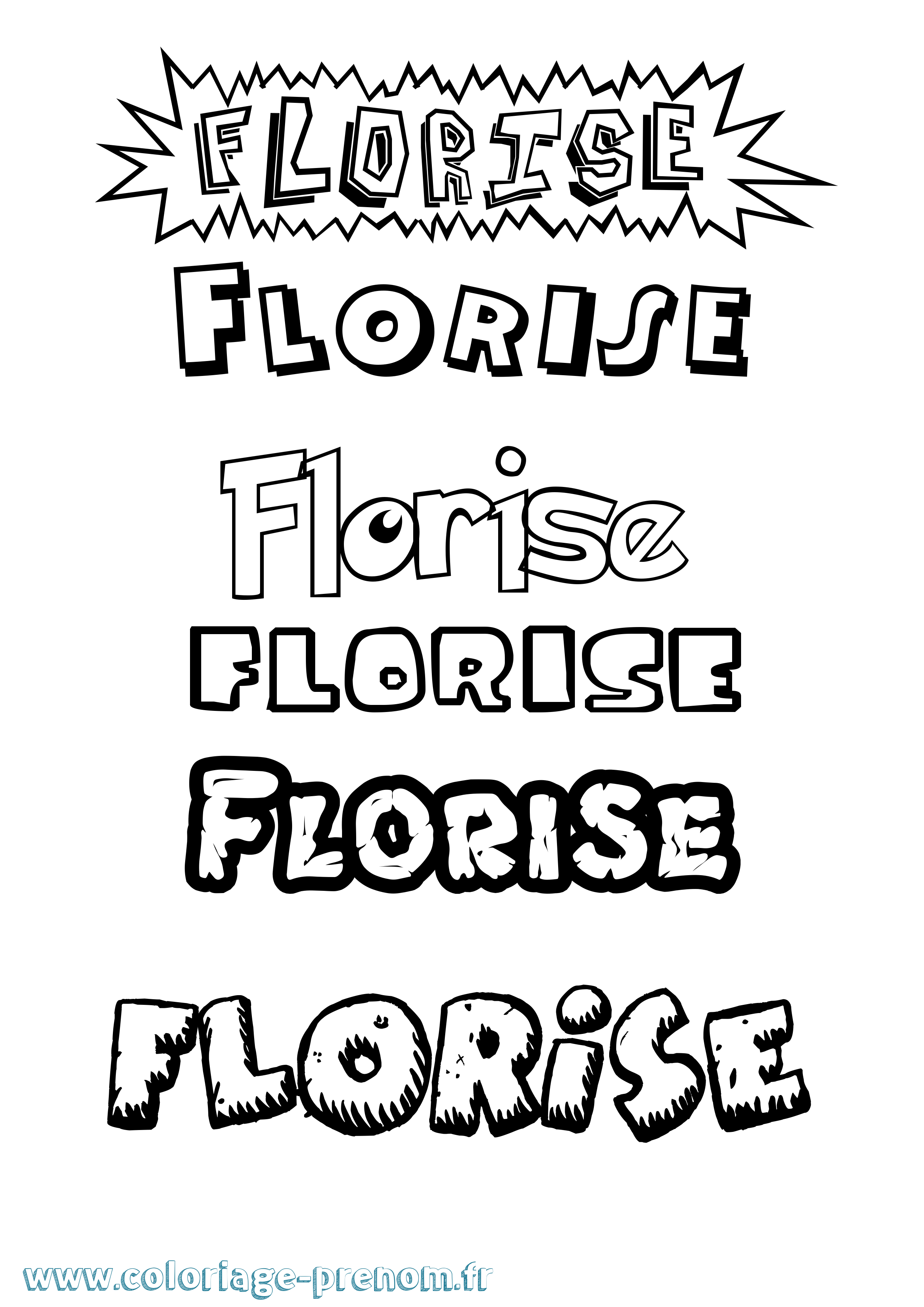 Coloriage Florise Dessin Animé Coloriage prénom Florise Dessin Animé