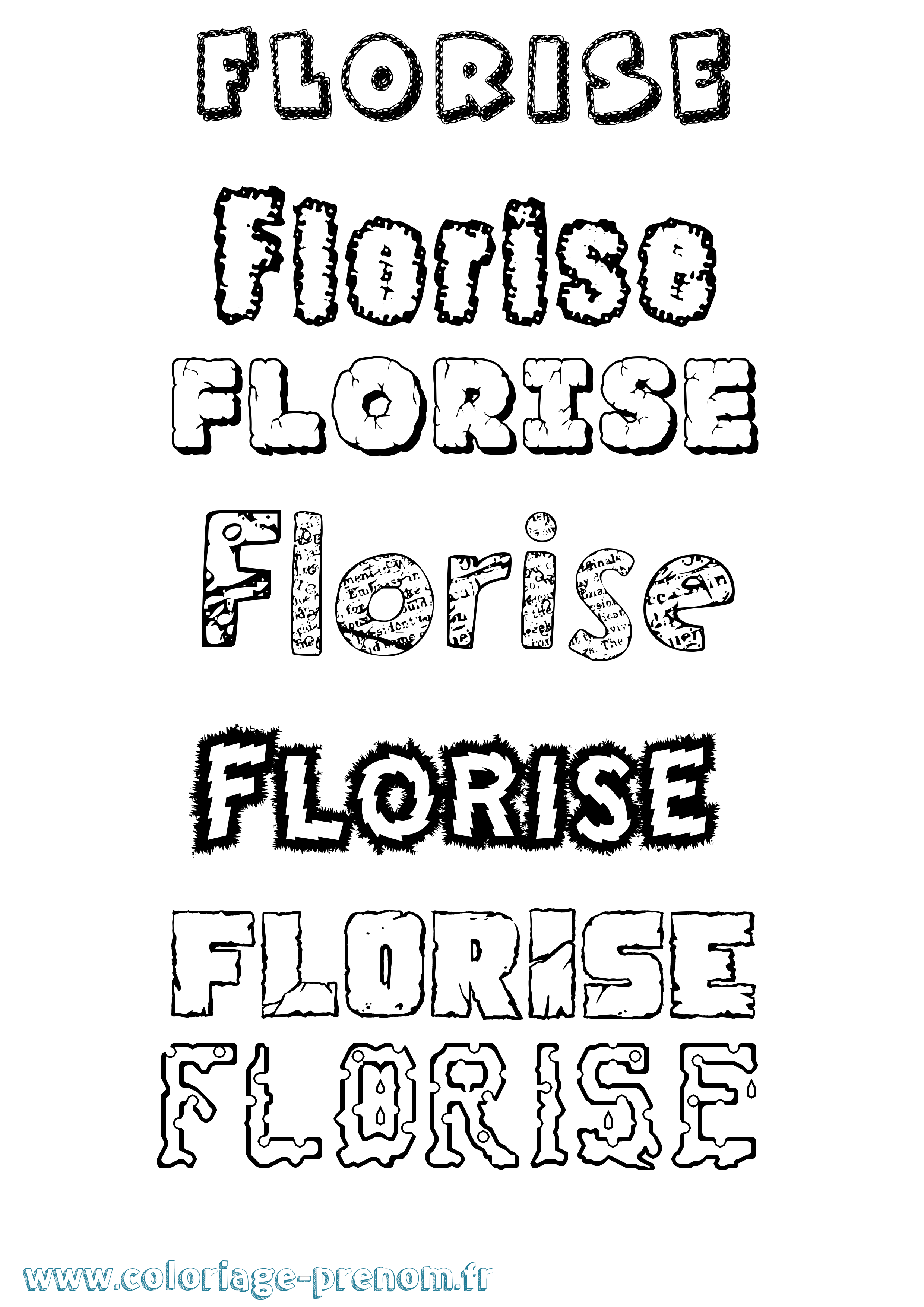 Coloriage Florise Destructuré Coloriage prénom Florise Destructuré