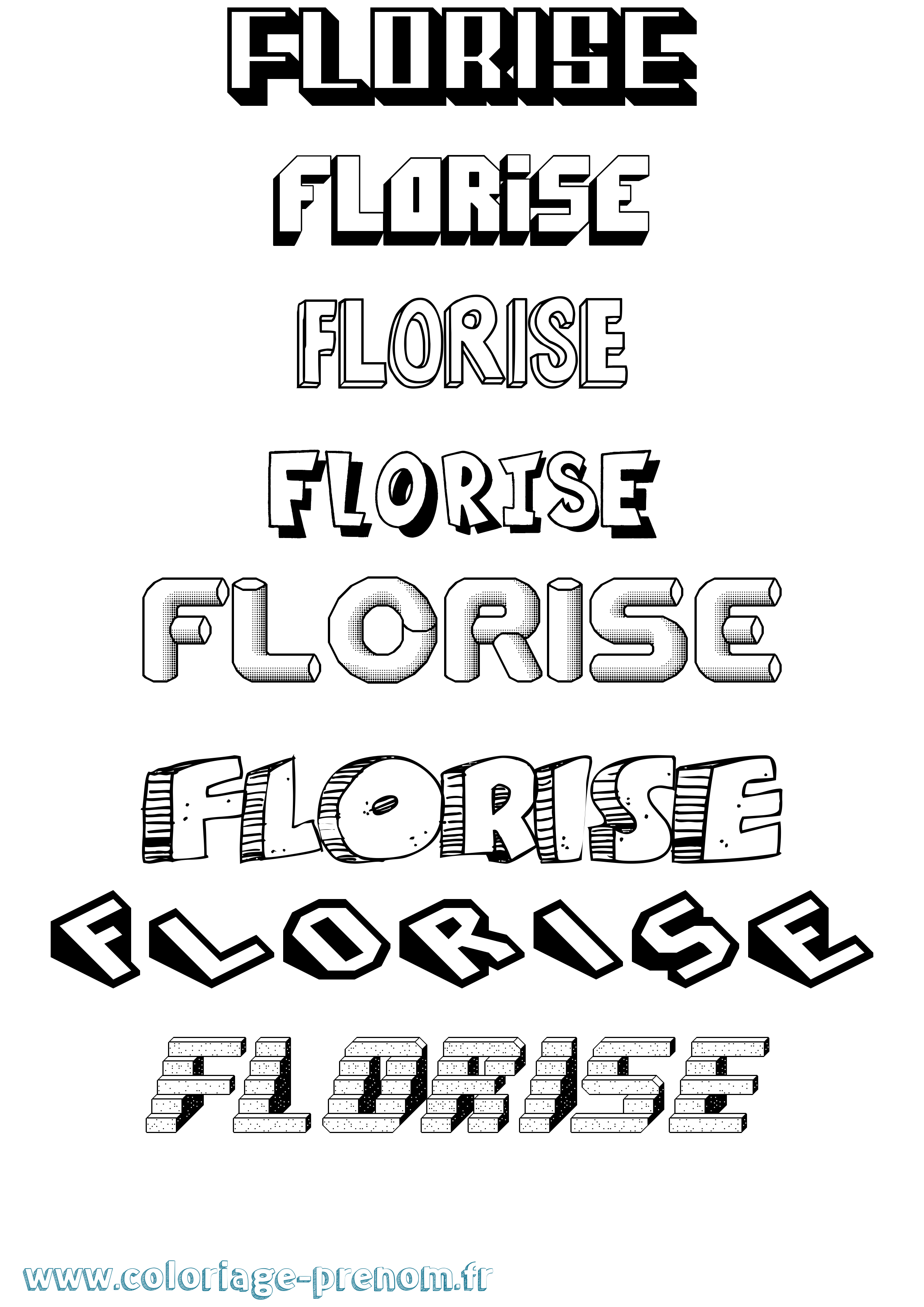 Coloriage Florise Effet 3D Coloriage prénom Florise Effet 3D