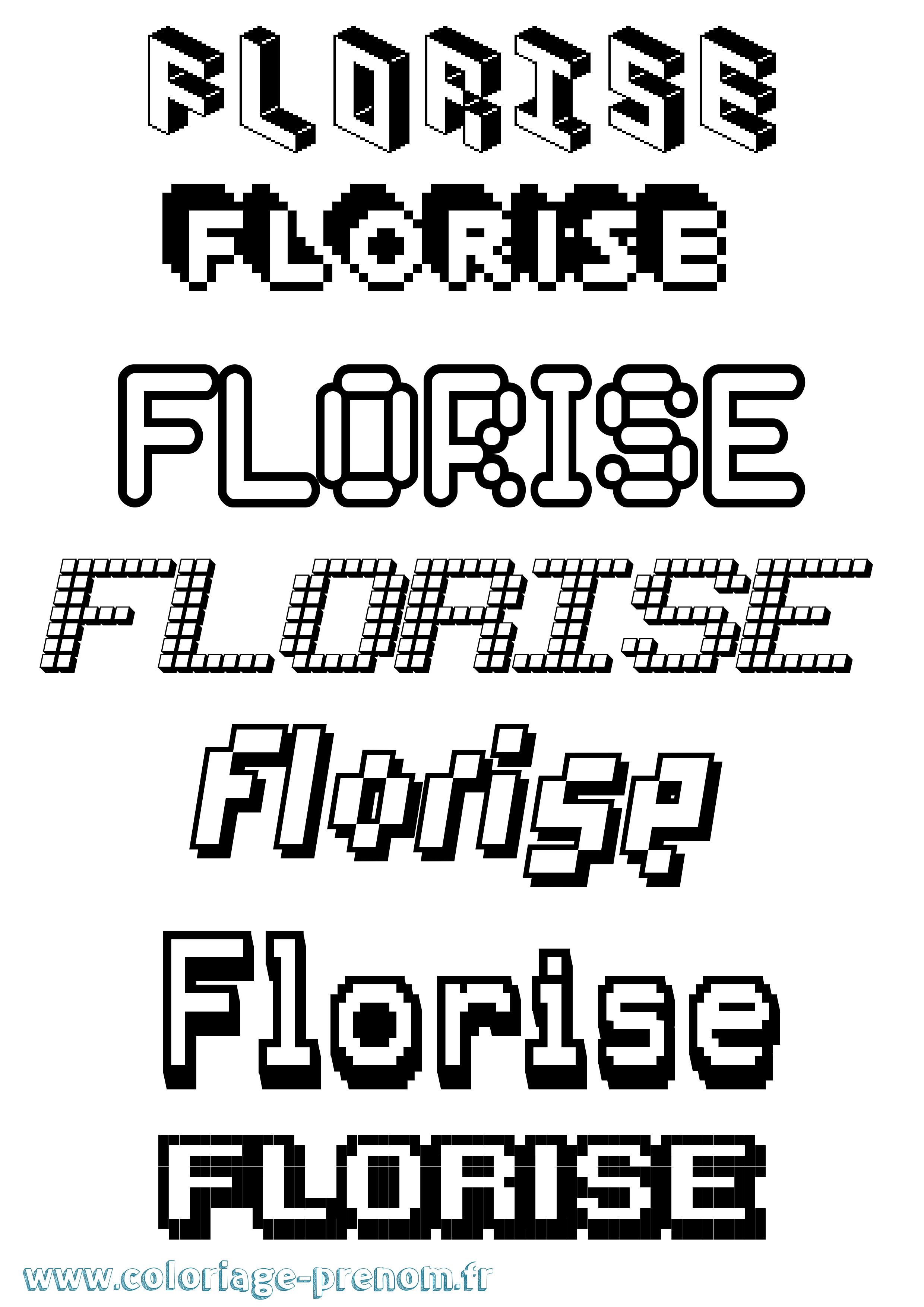 Coloriage Florise Pixel Coloriage prénom Florise Pixel