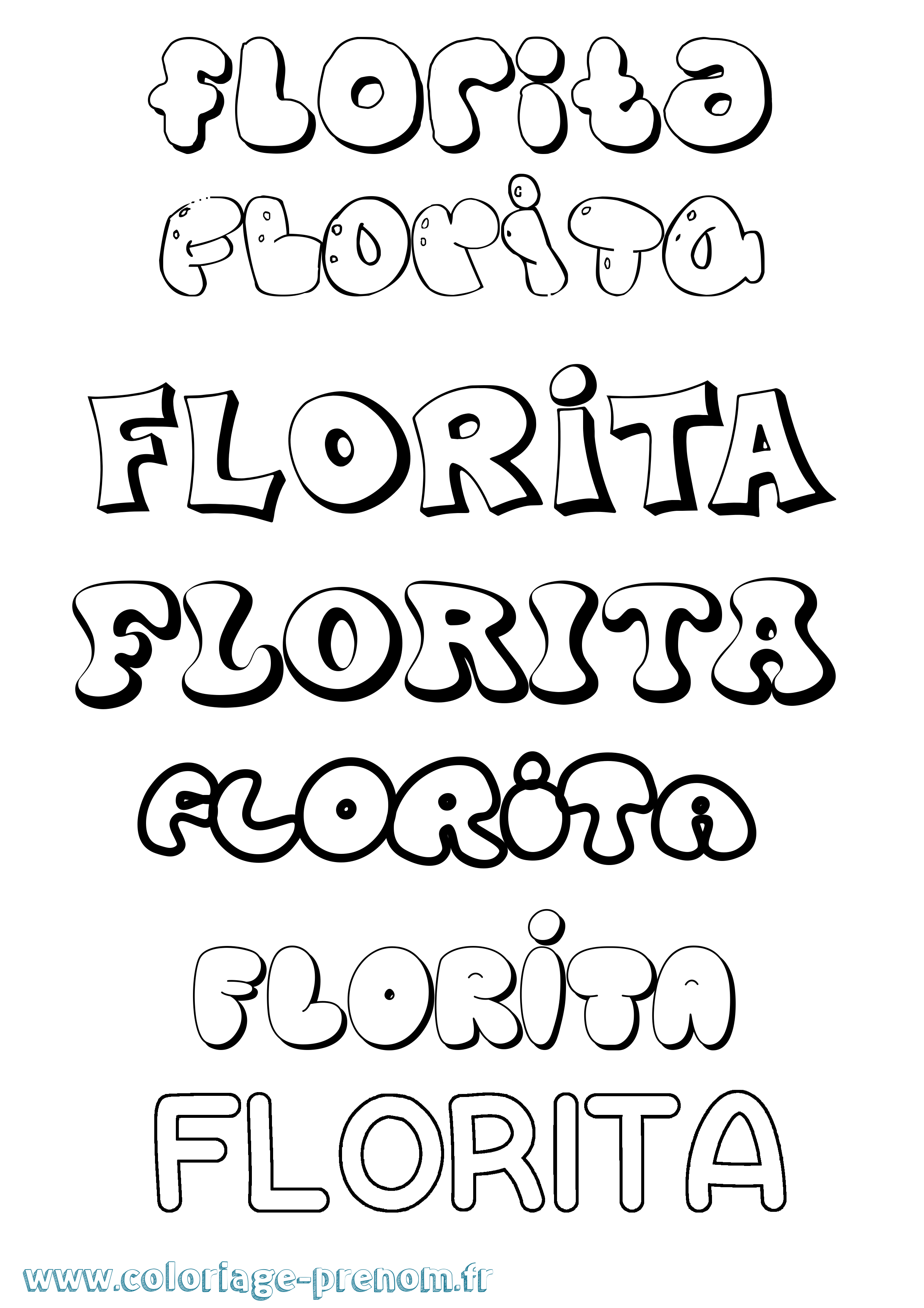 Coloriage Florita Bubble Coloriage prénom Florita Bubble