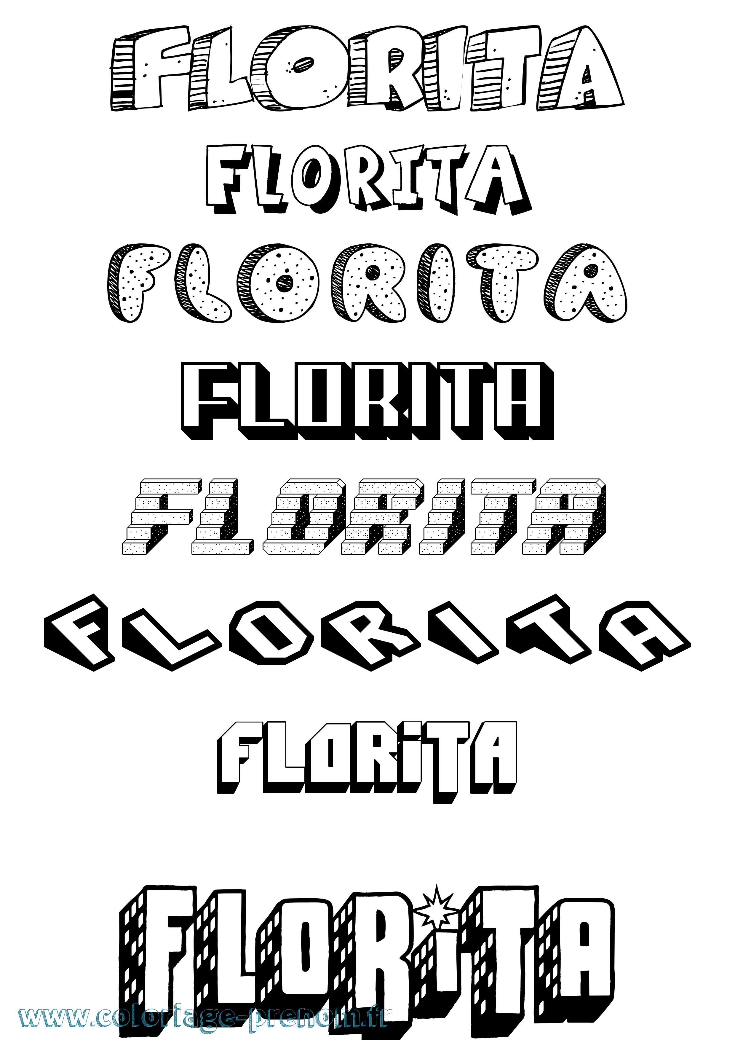Coloriage Florita Effet 3D Coloriage prénom Florita Effet 3D