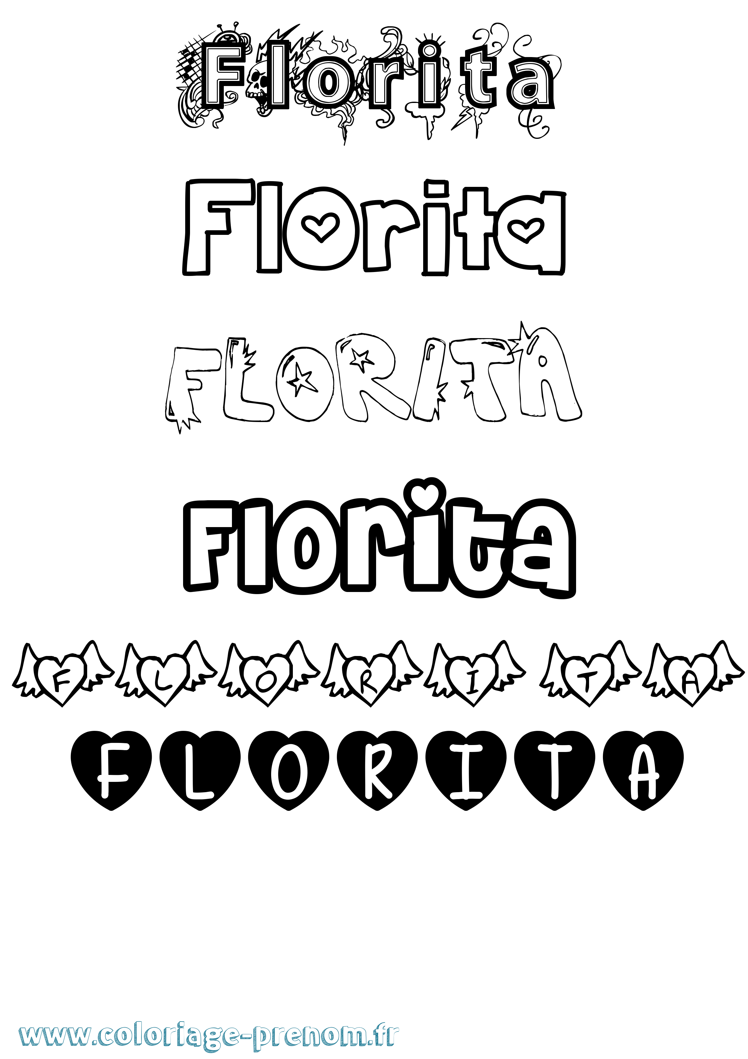 Coloriage Florita Girly Coloriage prénom Florita Girly
