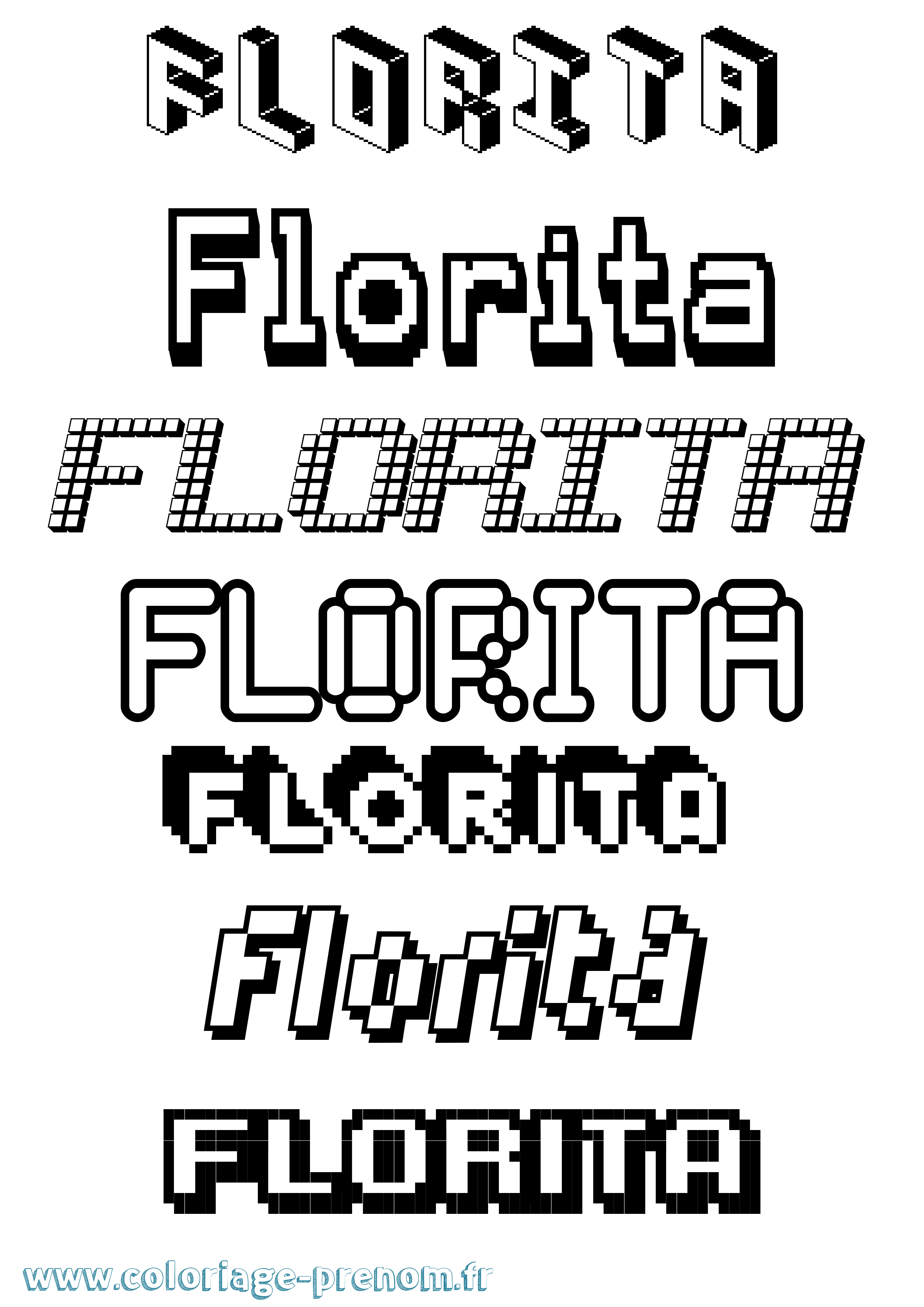 Coloriage Florita Pixel Coloriage prénom Florita Pixel