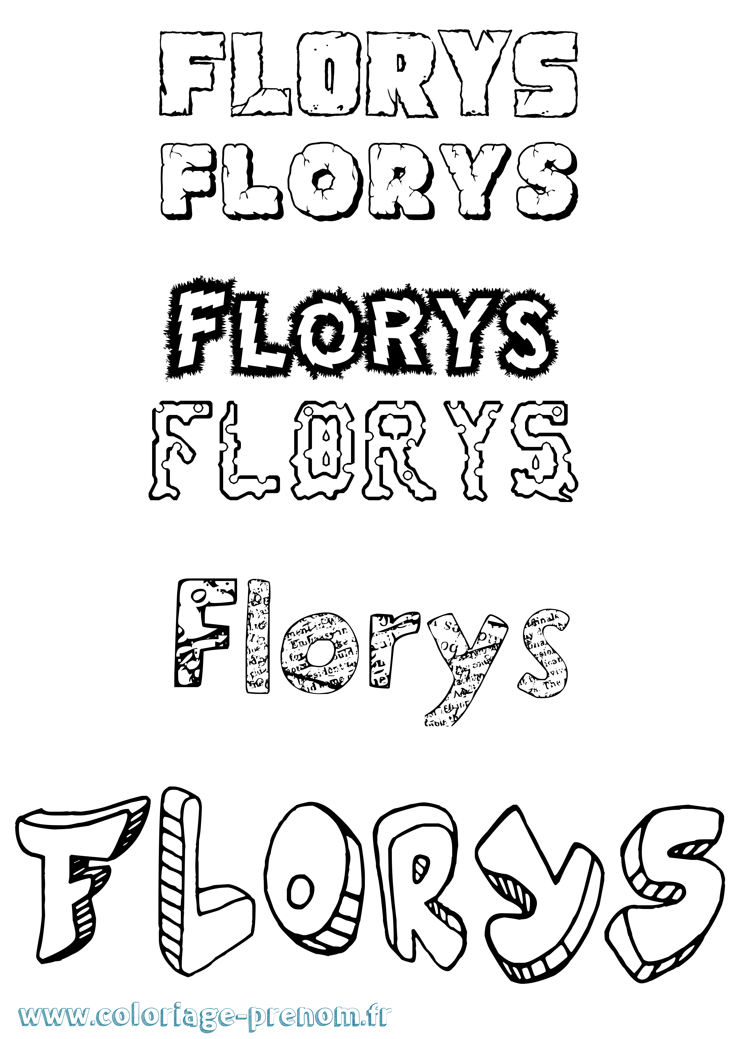 Coloriage Florys Destructuré Coloriage prénom Florys Destructuré
