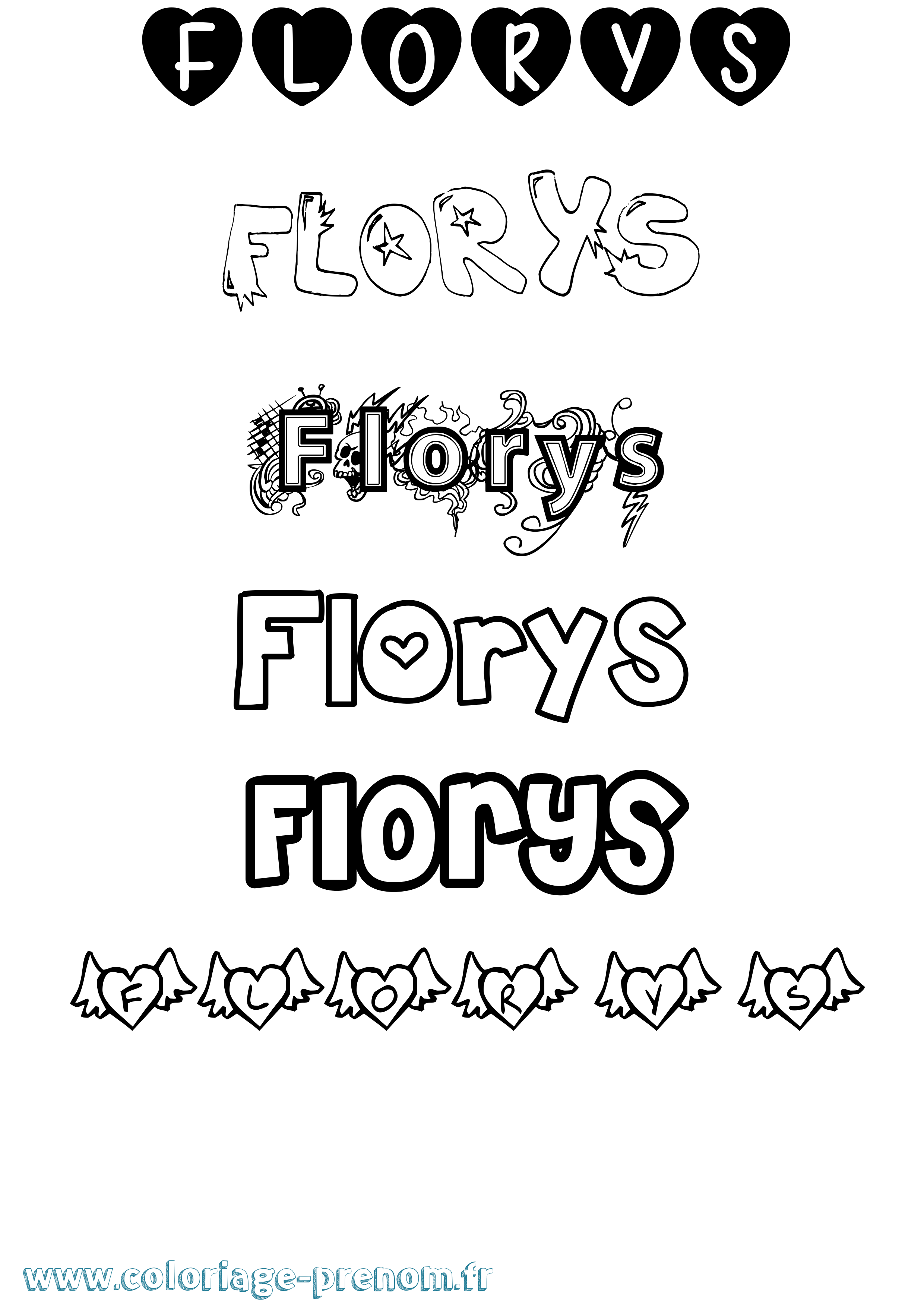 Coloriage Florys Girly Coloriage prénom Florys Girly