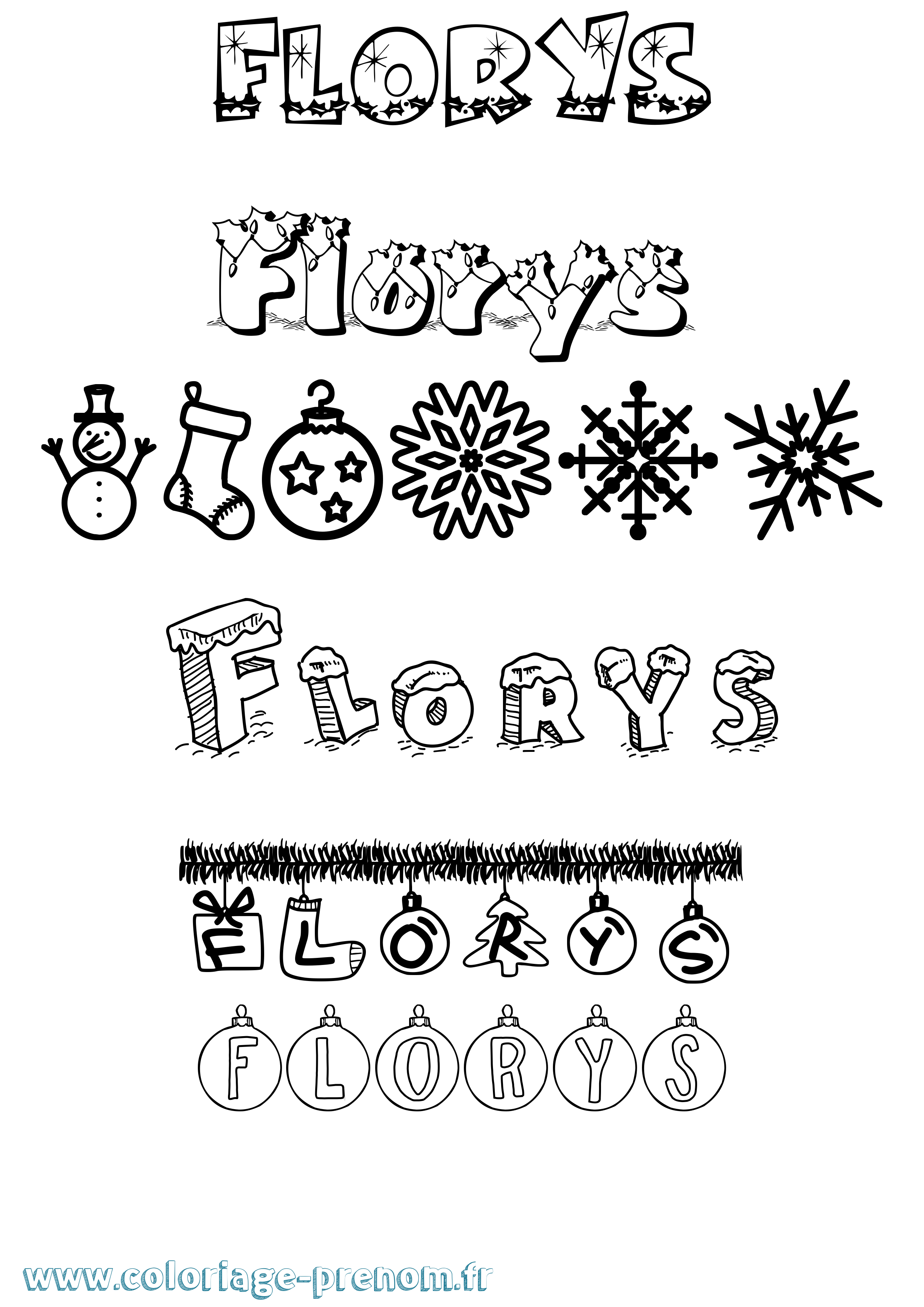 Coloriage Florys Noël Coloriage prénom Florys Noël