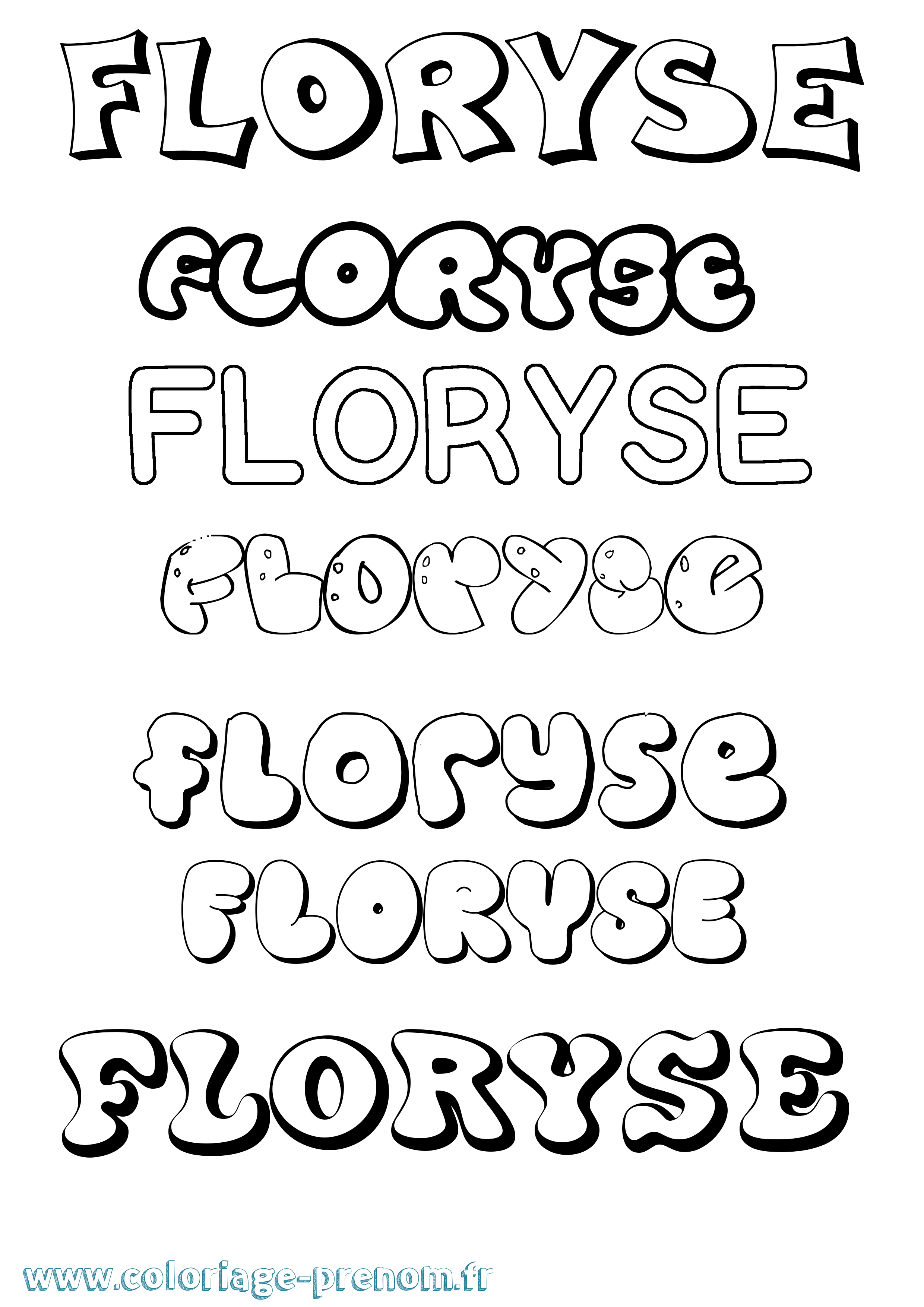 Coloriage Floryse Bubble Coloriage prénom Floryse Bubble