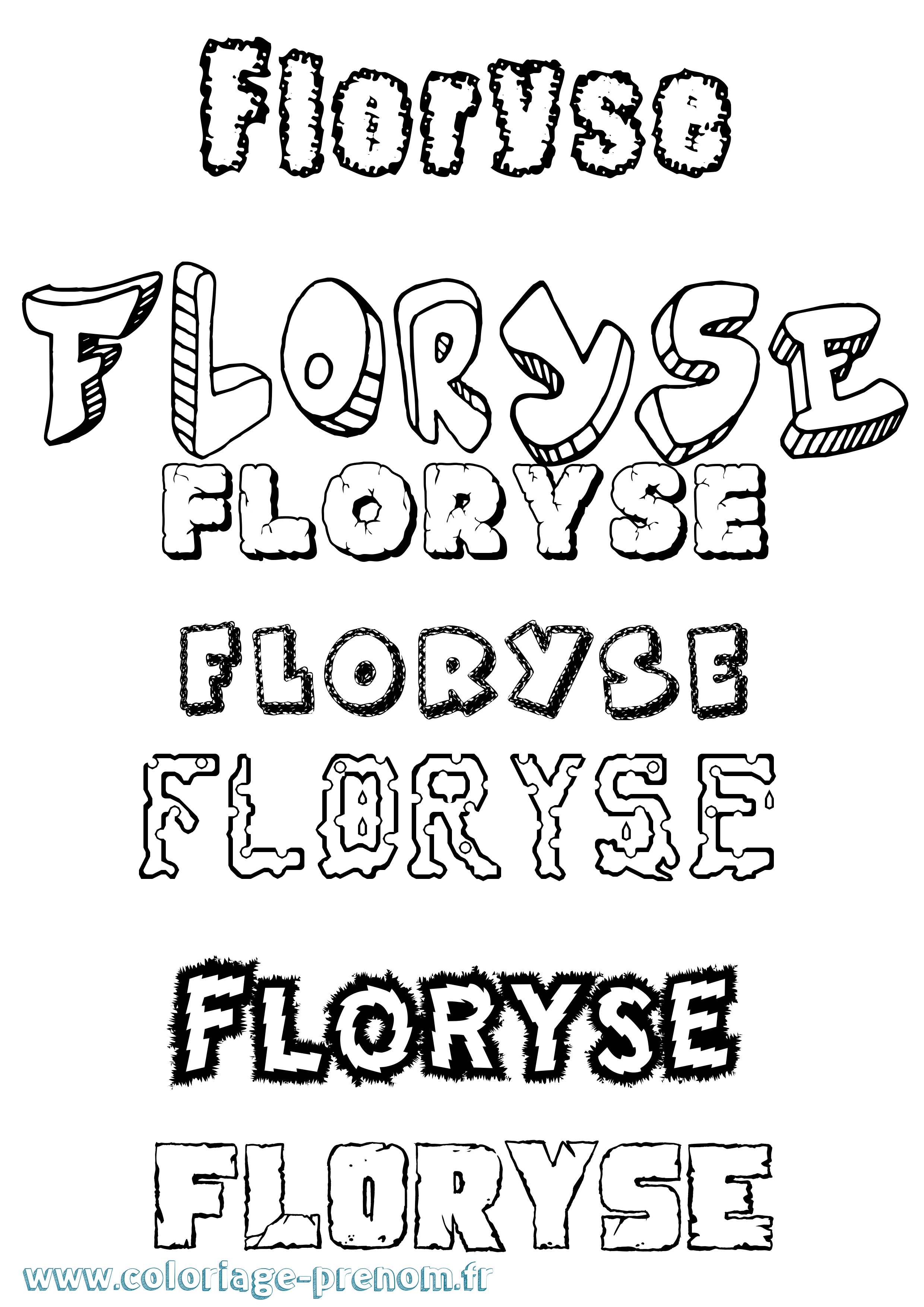 Coloriage Floryse Destructuré Coloriage prénom Floryse Destructuré