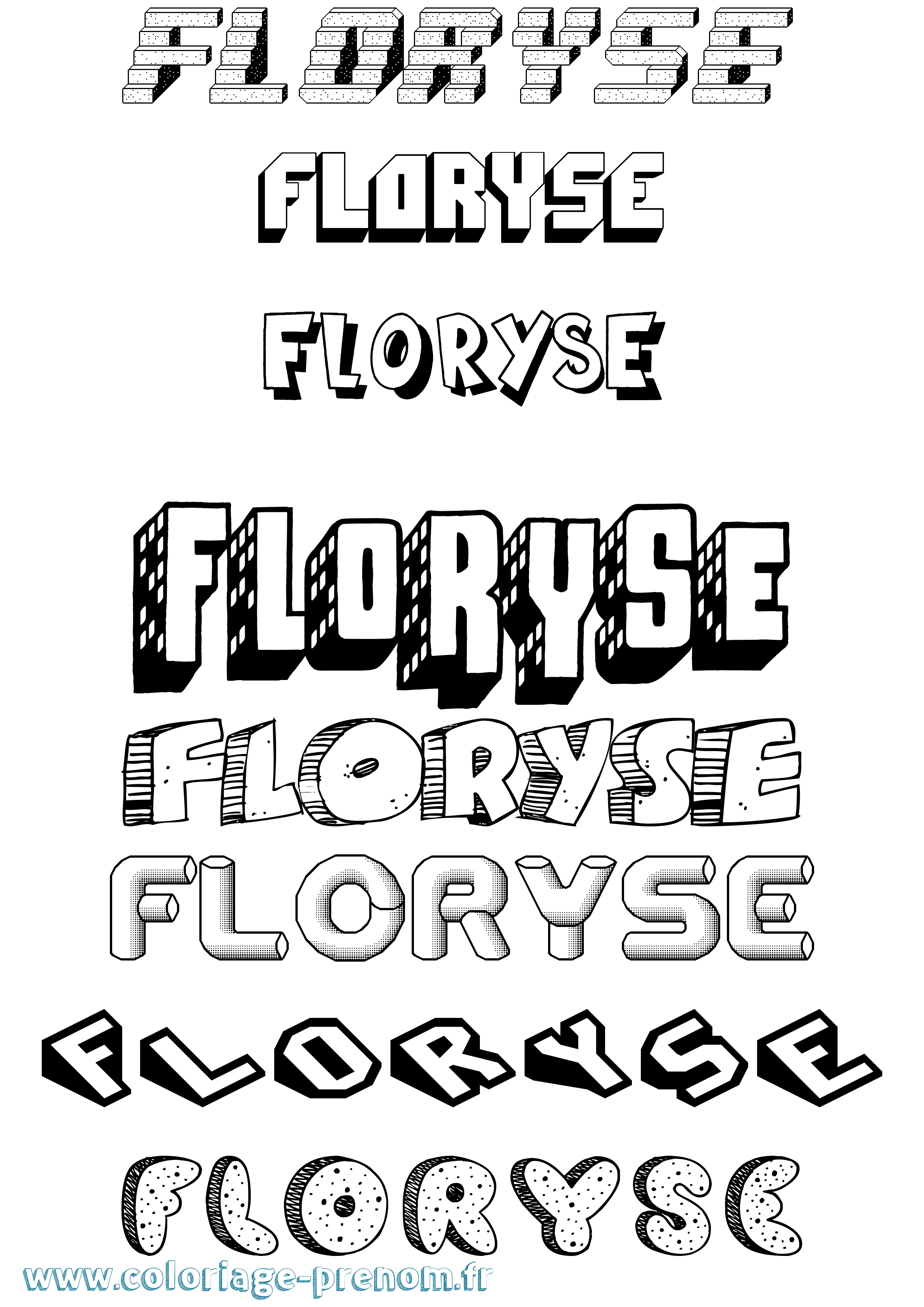 Coloriage Floryse Effet 3D Coloriage prénom Floryse Effet 3D