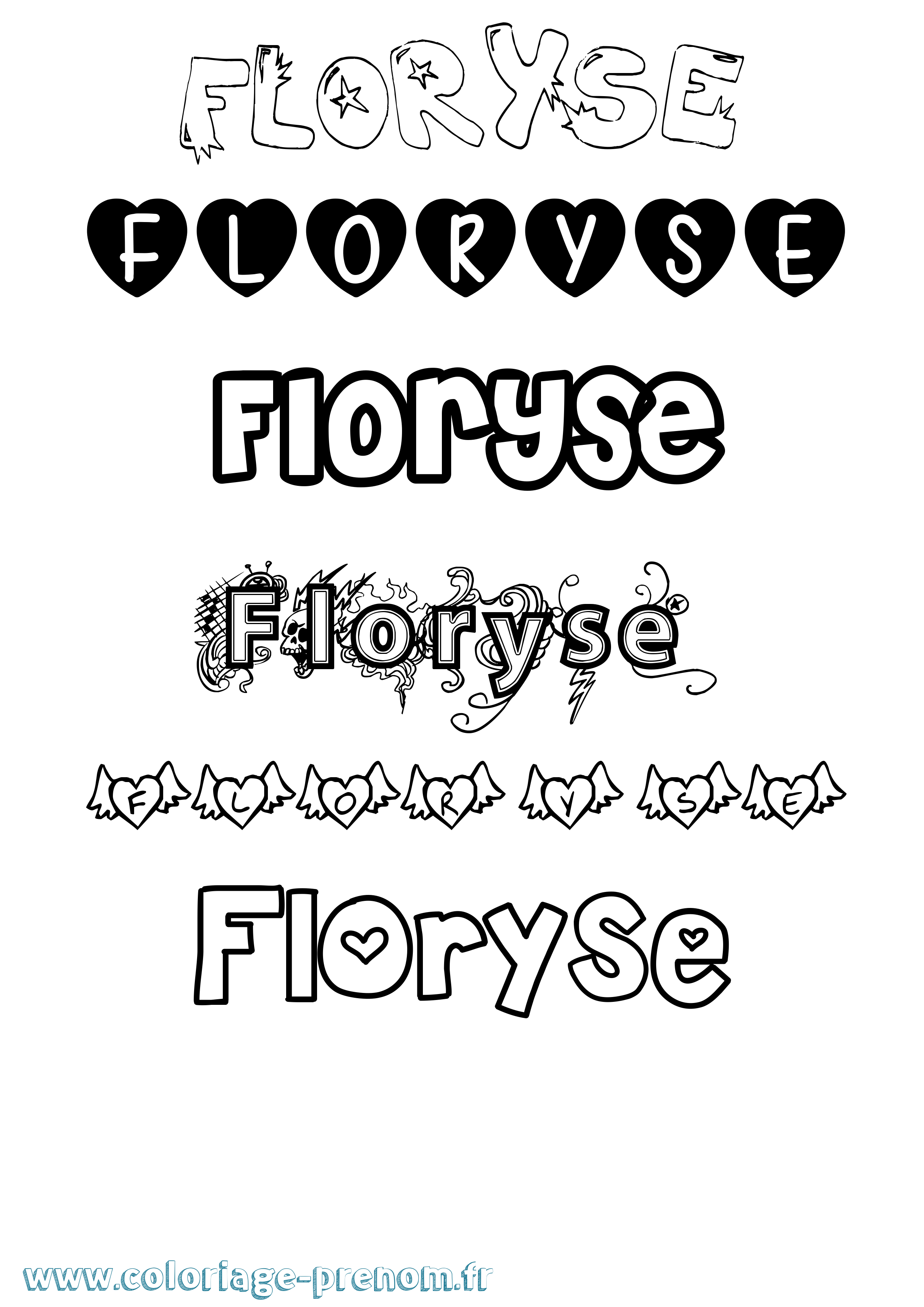 Coloriage Floryse Girly Coloriage prénom Floryse Girly